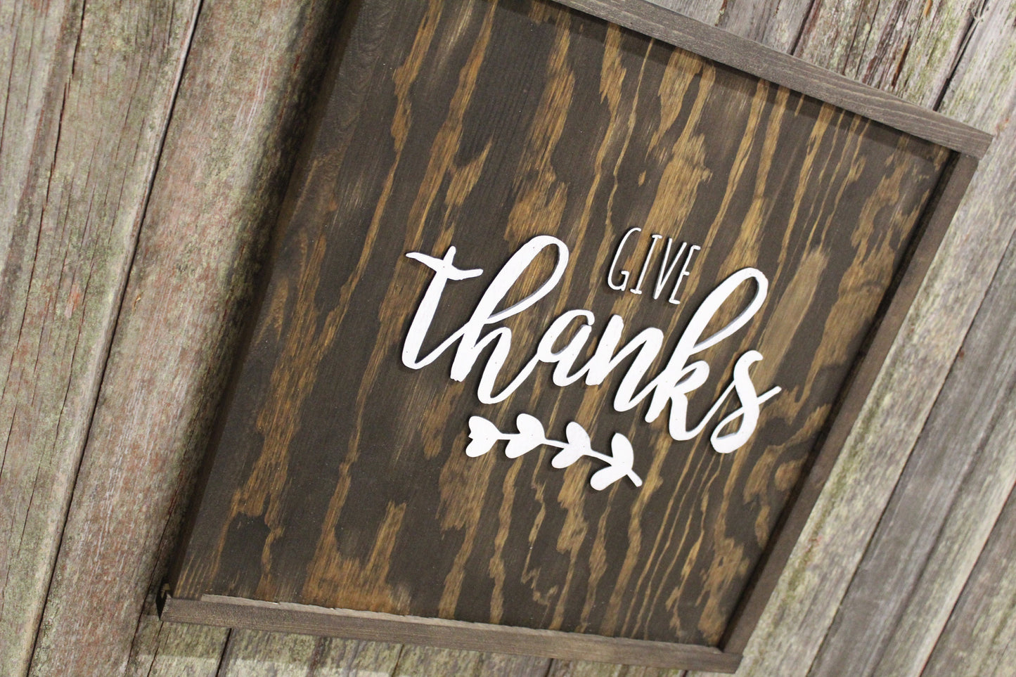 Give Thanks Wood Sign Raised Text 3D Stands off the Board Holiday Sign Thanksgiving Autumn Wooden Sign Wood Primitive Wall Décor