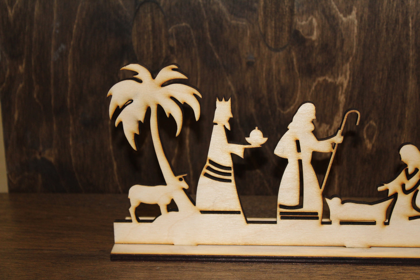 3D Nativity Tea Light Holder Holy Family Creche Christmas Nativity Scene Back Lite Candle Holder DIY Wood Word Laser Cut Wooden Decor Birch