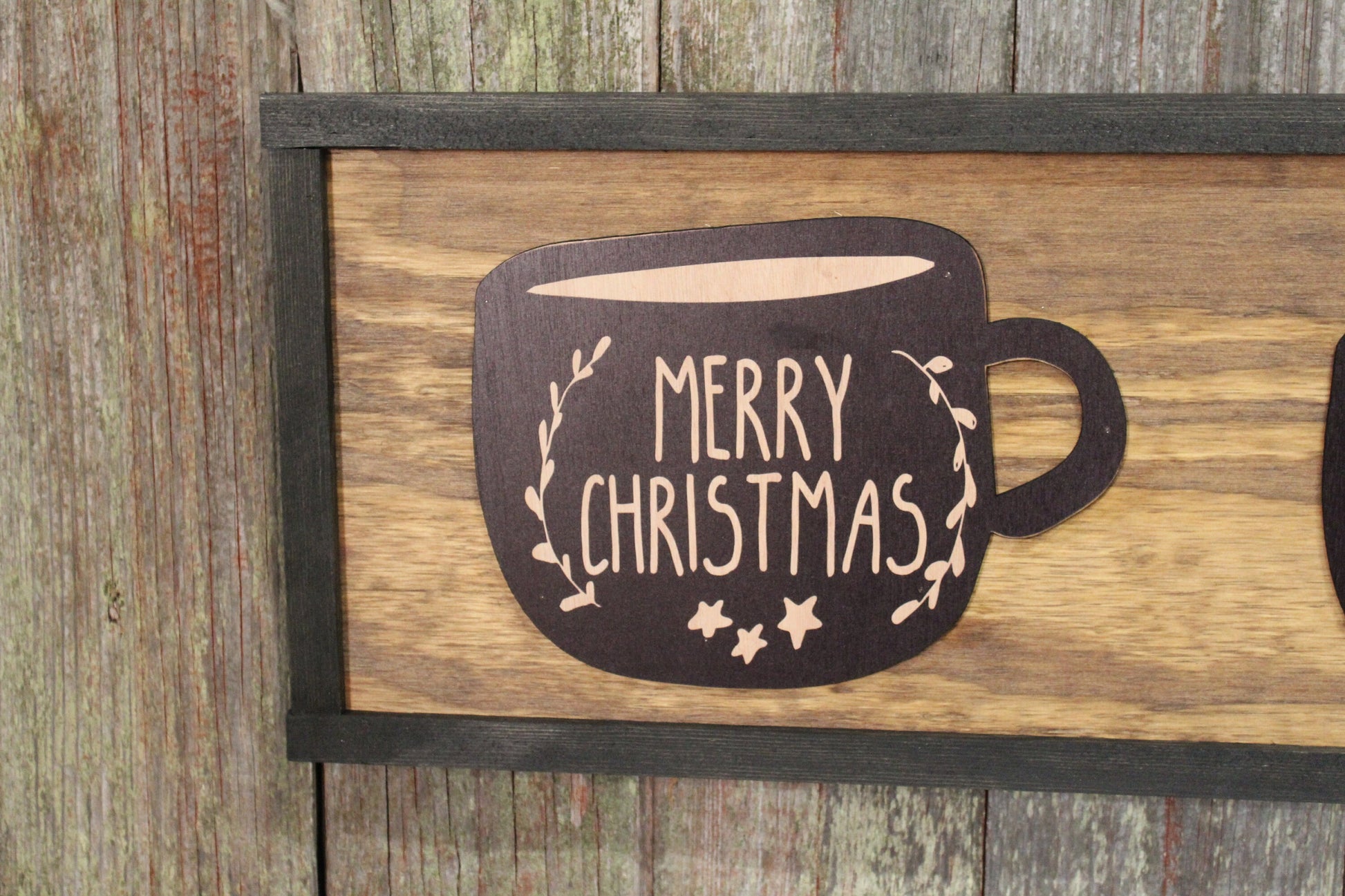 Santas Coco Mug Wood Sign Merry Christmas Cup Hot Chocolate Milk for Santa Rustic 3D Raised Sign Primitive Wall Decoration Decor