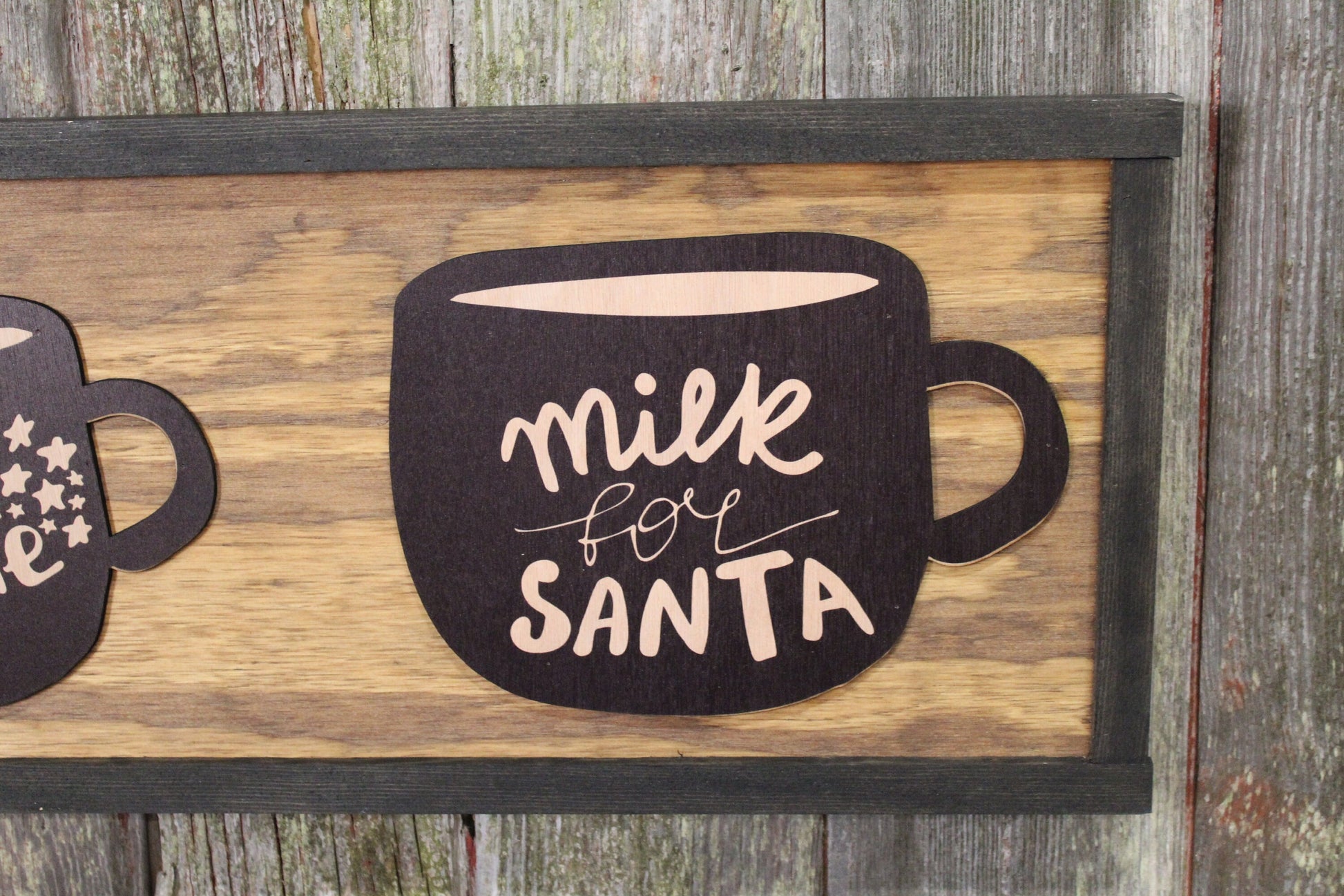Santas Coco Mug Wood Sign Merry Christmas Cup Hot Chocolate Milk for Santa Rustic 3D Raised Sign Primitive Wall Decoration Decor