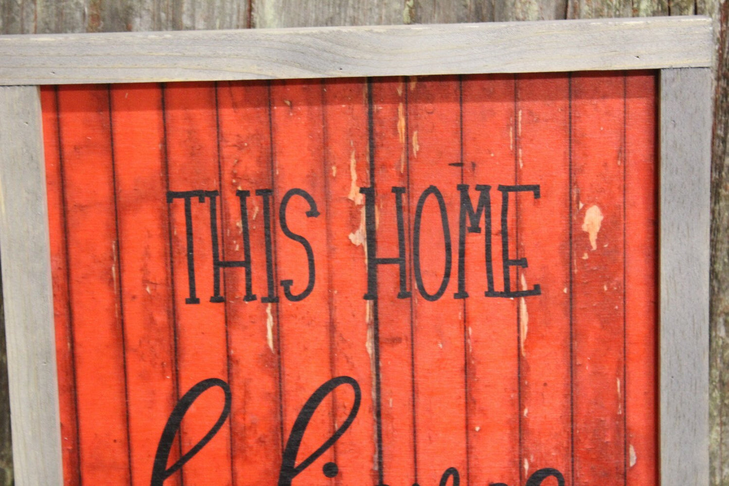 Framed This House Believes Wood Sign Santa Claus Pallet Sign Red Barn Siding Christmas Decor Print Wall Art Decoration Wall Hanging