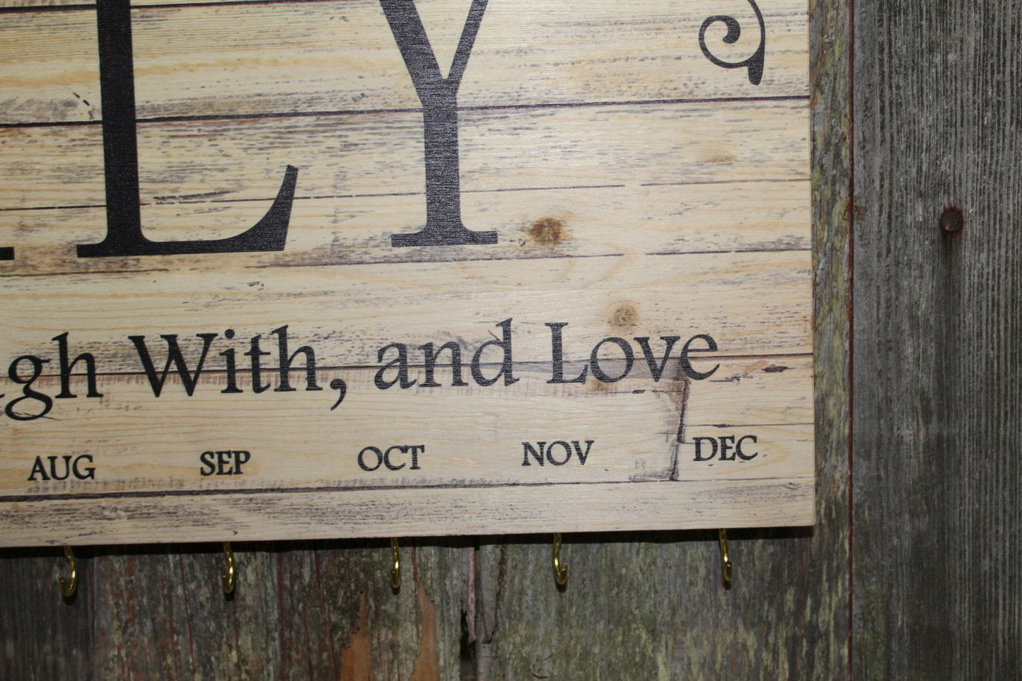 Family Monthly Birthday Sign Board With Circles or Hearts Celebration Chart Calendar Printed Rustic Shiplap Months Hanging