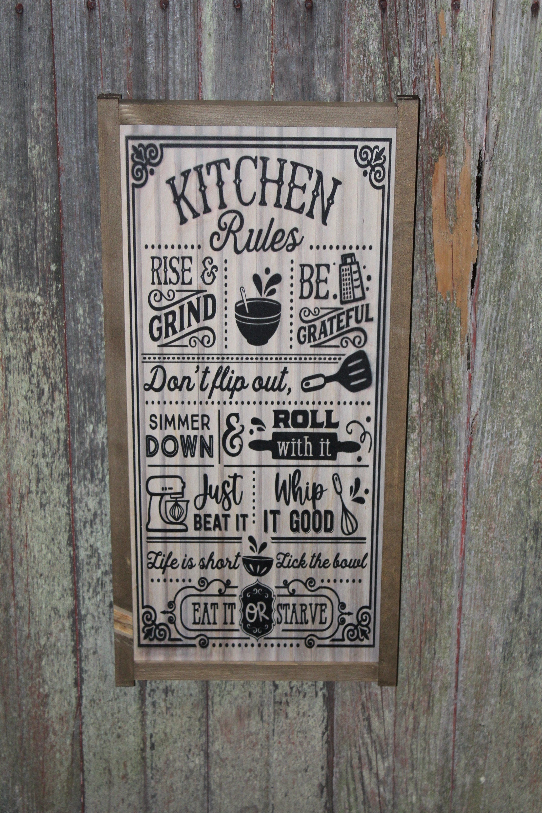Custom Kitchen Rules Sign for Jeana Less