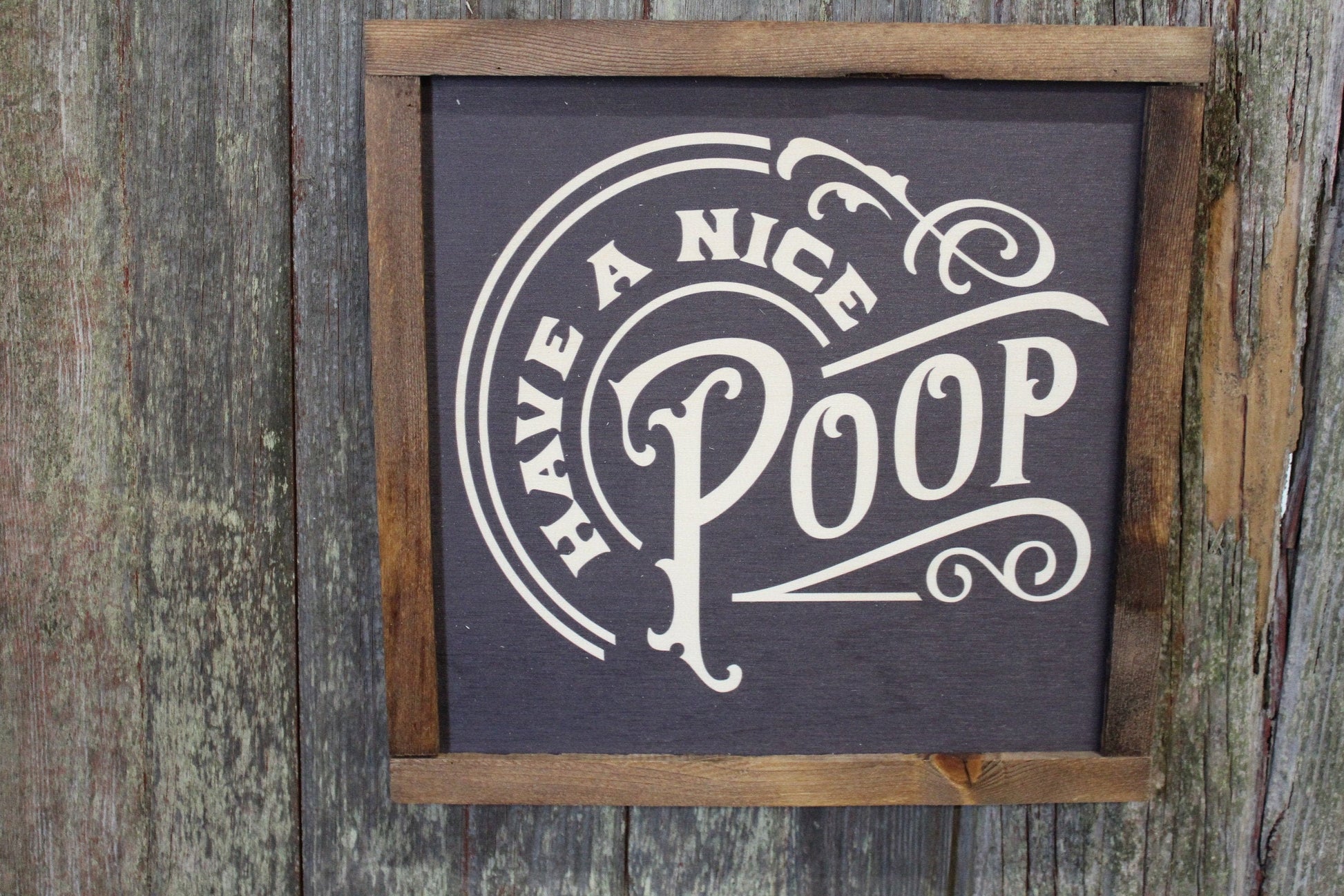 Have A Nice Poop Bathroom Wood Sign Half Bath Wall Art Wall Hanging Farmhouse Rustic Shiplap Funny Humor Retro Scroll