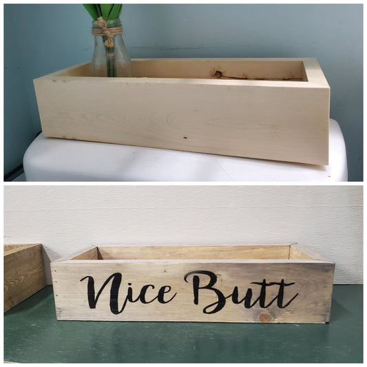 Toilet Paper Holder Wood Box Kitchen Island Box Wood Nice Butt Custom Personalize Family Name Handmade Country Primitive Rustic Plant Box