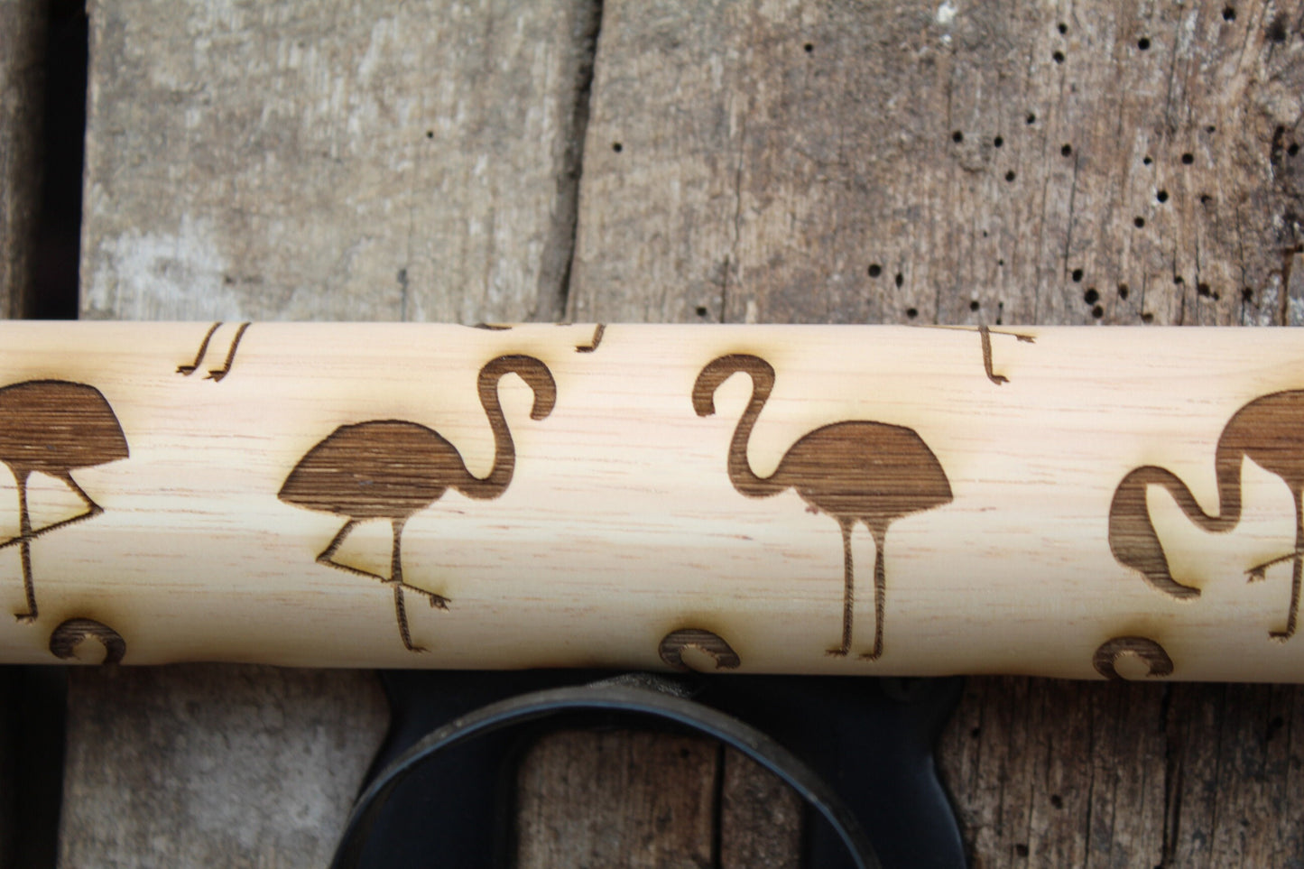 Flamingo Cookie Press 10 Inch Rolling Pin Pie Crust Gift Embossed Pottery Texture Roller Cookie Stamp Theme Dough