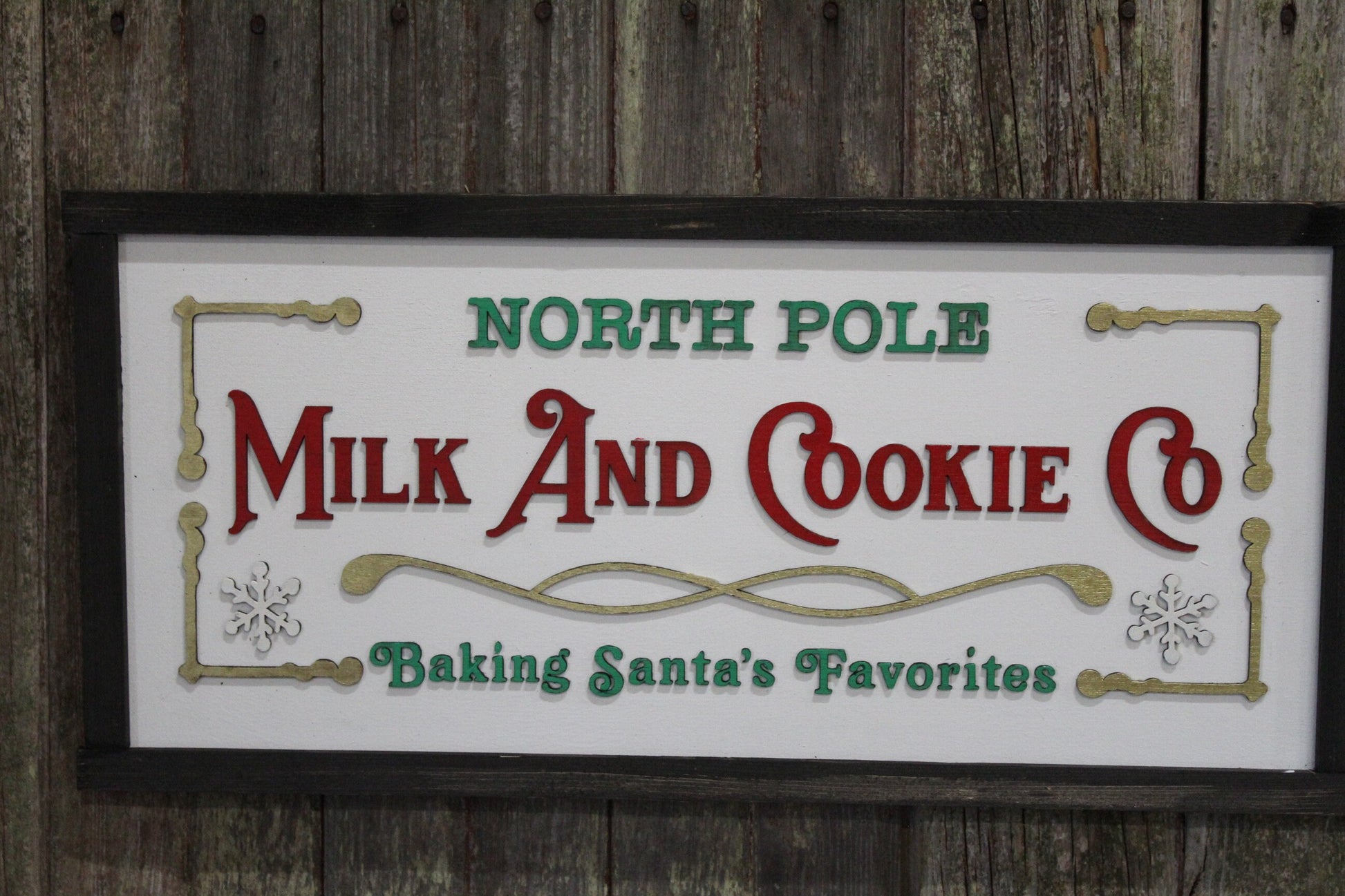 Milk and Cookie Company Wood Sign North Pole Baking Santas Favorite Cookies 3D Raised Text Christmas Decoration Wall Advertising