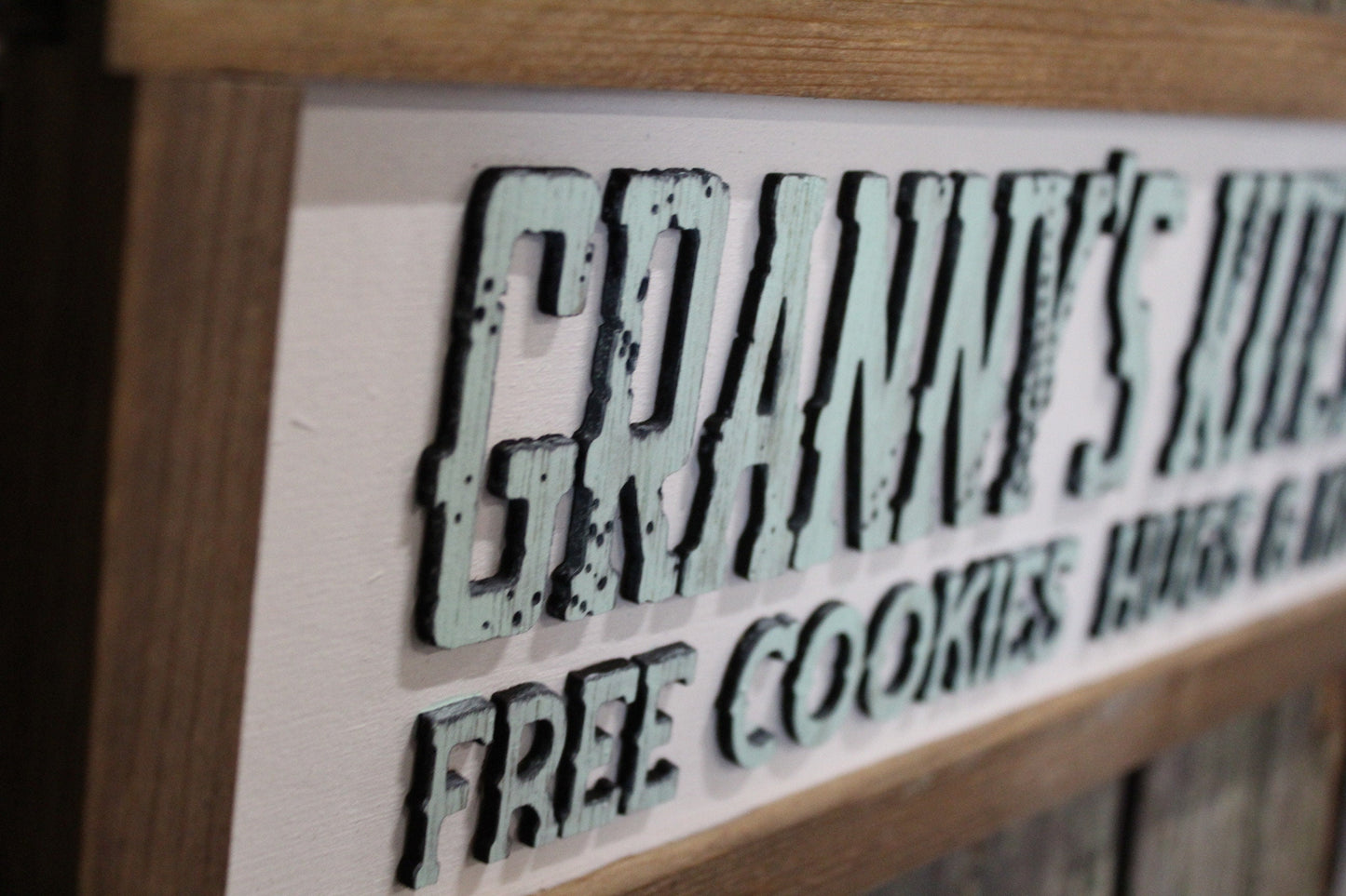 Granny's Kitchen Free Cookies Hugs & Kisses Wood Sign Grandma Mothers Day Gift Pastel 3D Raised Text Farmhouse Handmade Rustic Primitive