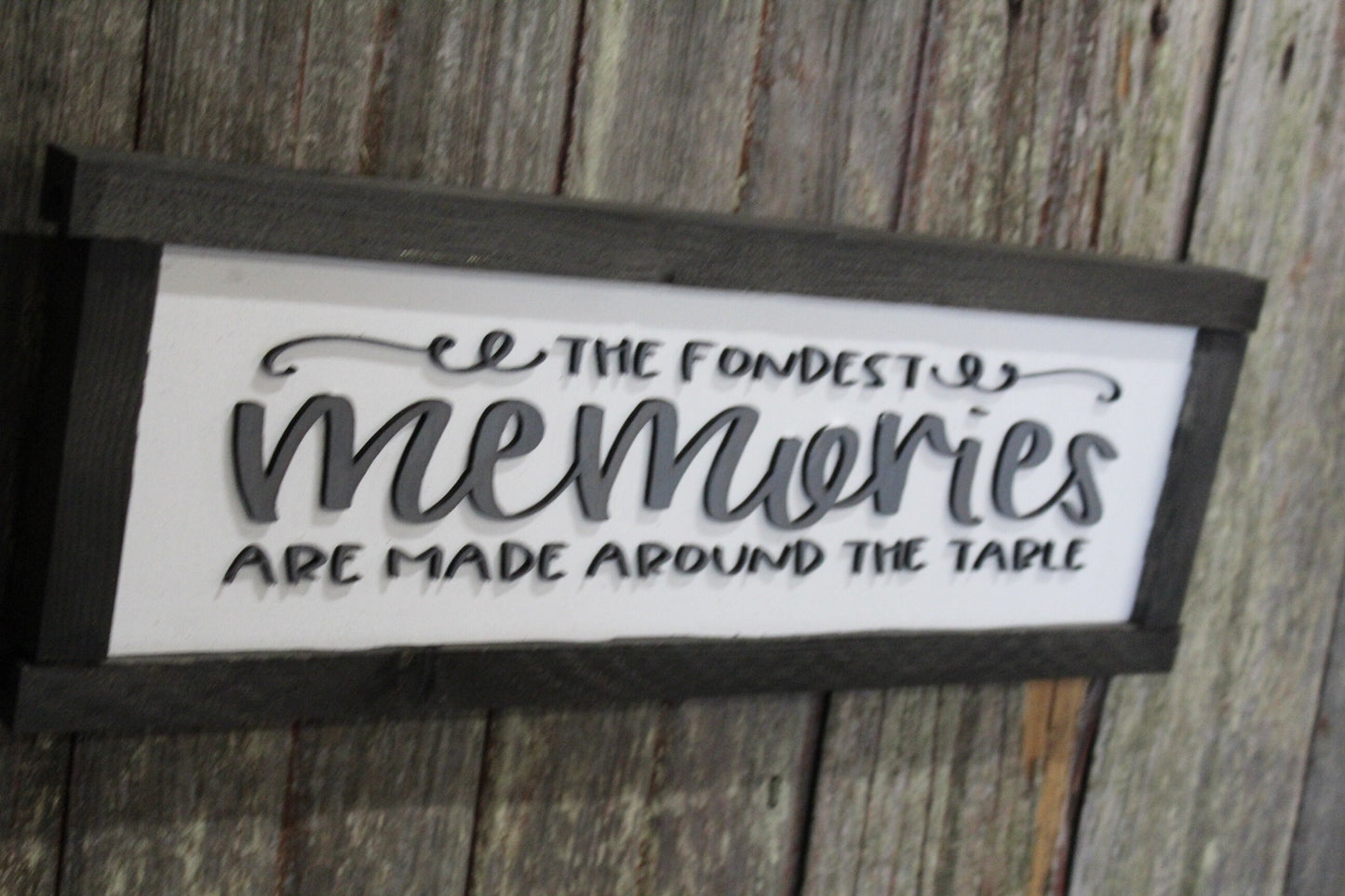 Kitchen Sign Wood Fondest Memories Are Made Around The Table 3D Raised Text Gather Group Family Saying Farmhouse Handmade Rustic Primitive