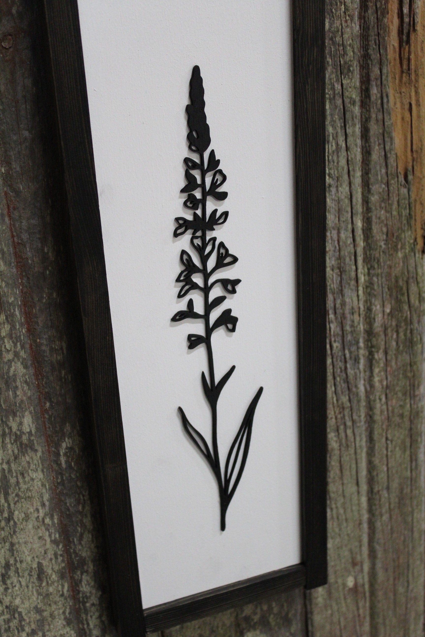 Lavender Wood Sign Plant 3D Botanical Plant Organic Black and White Herb Decoration Minimalist Wall Art Farmhouse Rustic Primitive Simple
