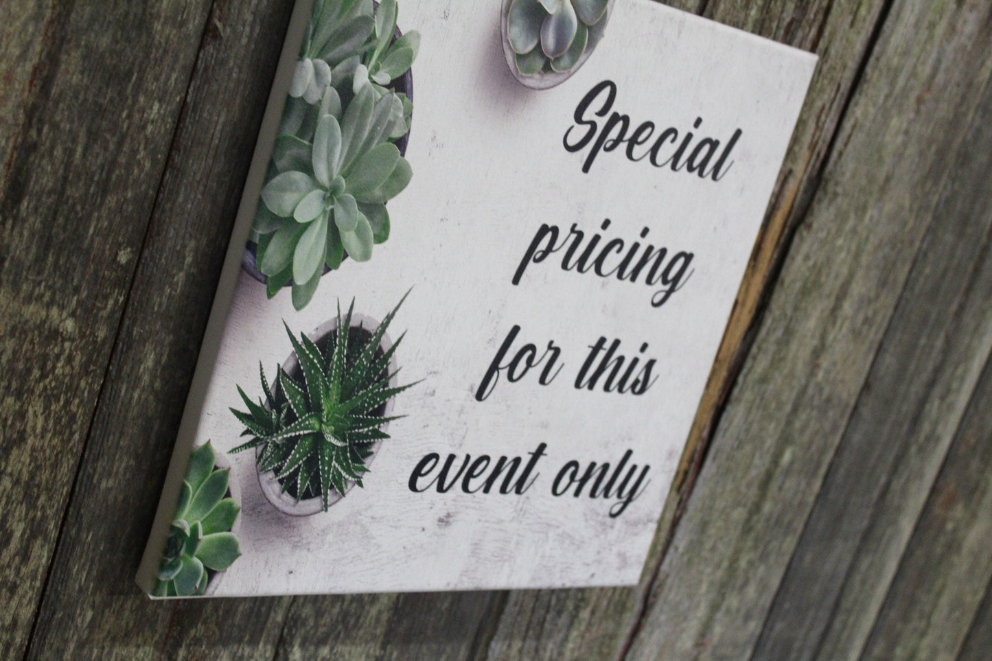 Vendor Booth Canvas Special Pricing For This Event Only Succulent Plants Organic Canvas Printed Sign For Small Business