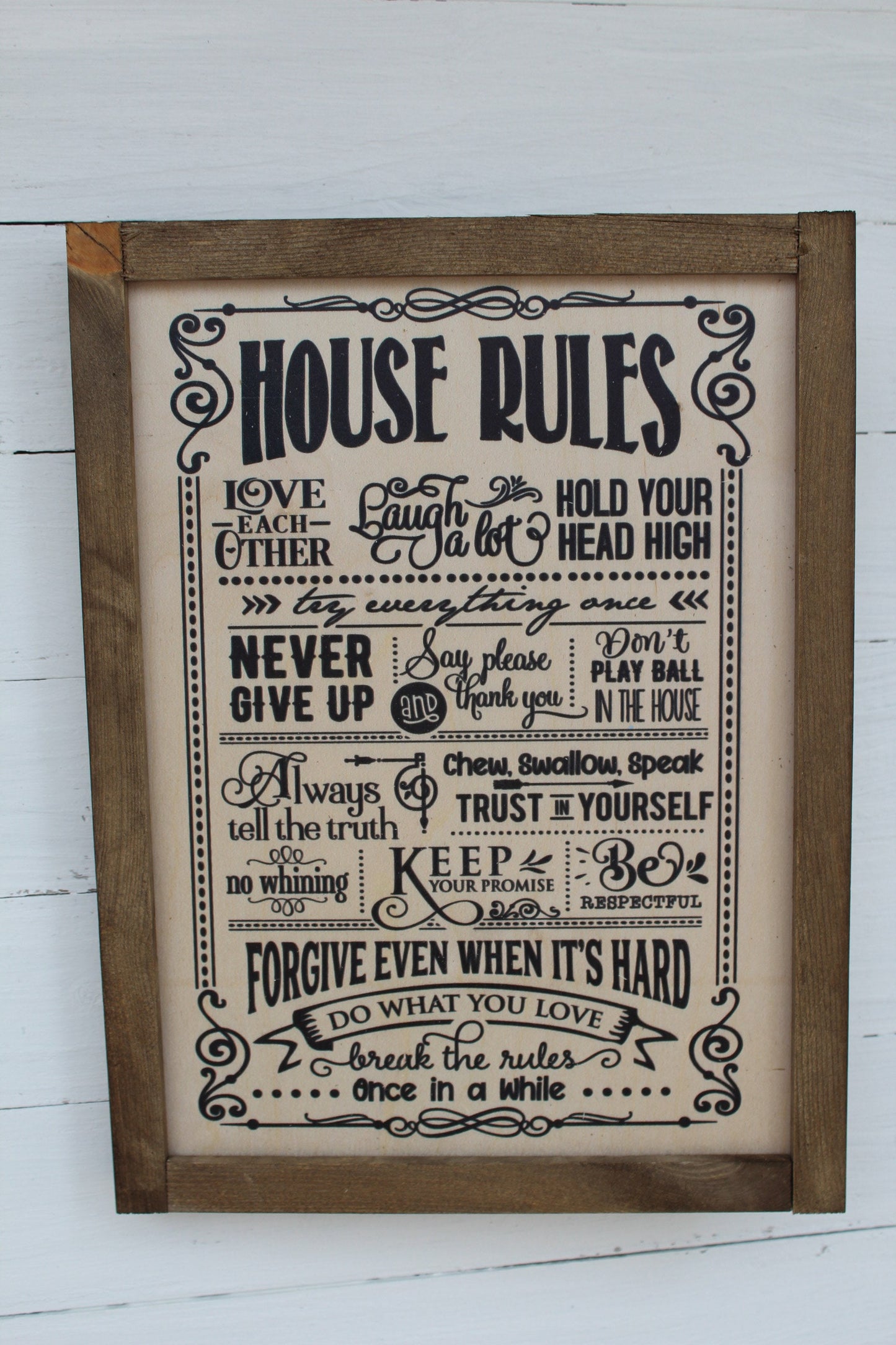 House Rules Wood Sign If You Slept In It Feed It Love It Hang It Up Funny Cute House Warming Gift Rustic Pallet Farmhouse Primitive Wall