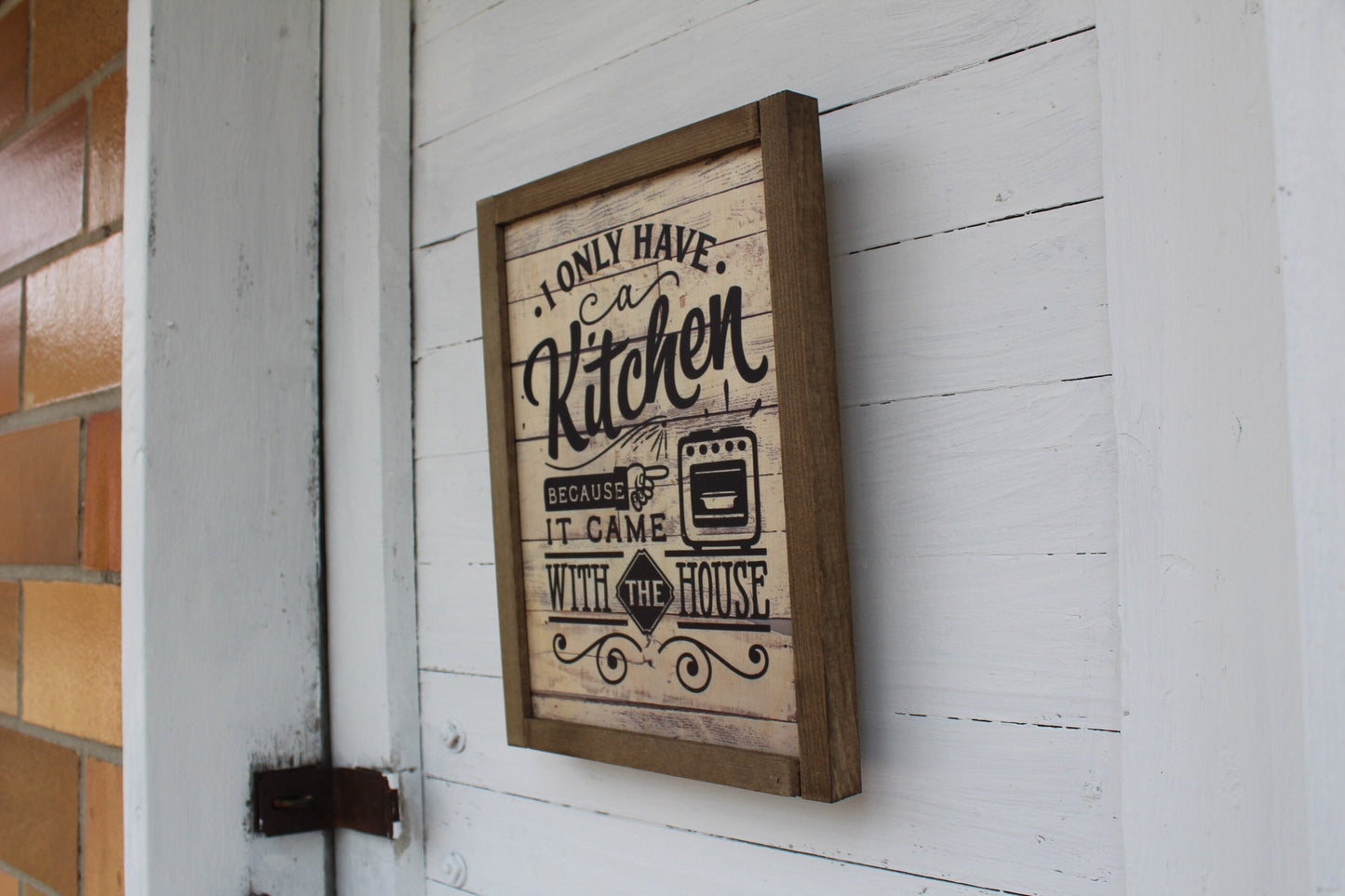 Kitchen Wood Sign Joke I Only Have A Kitchen Because It Came With the House Rustic Pallet Farmhouse Primitive Wall Oven Scroll Art Décor