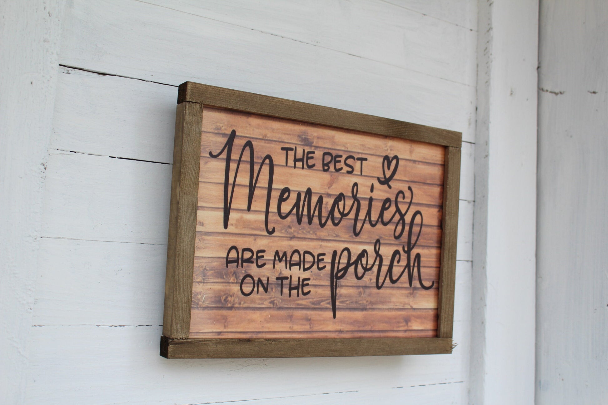 Porch Sign Wood The Best Memories Are Made On The Porch Farmhouse Print Wall Art Primitive Rustic Barn Wood Script Brown Décor Decoration
