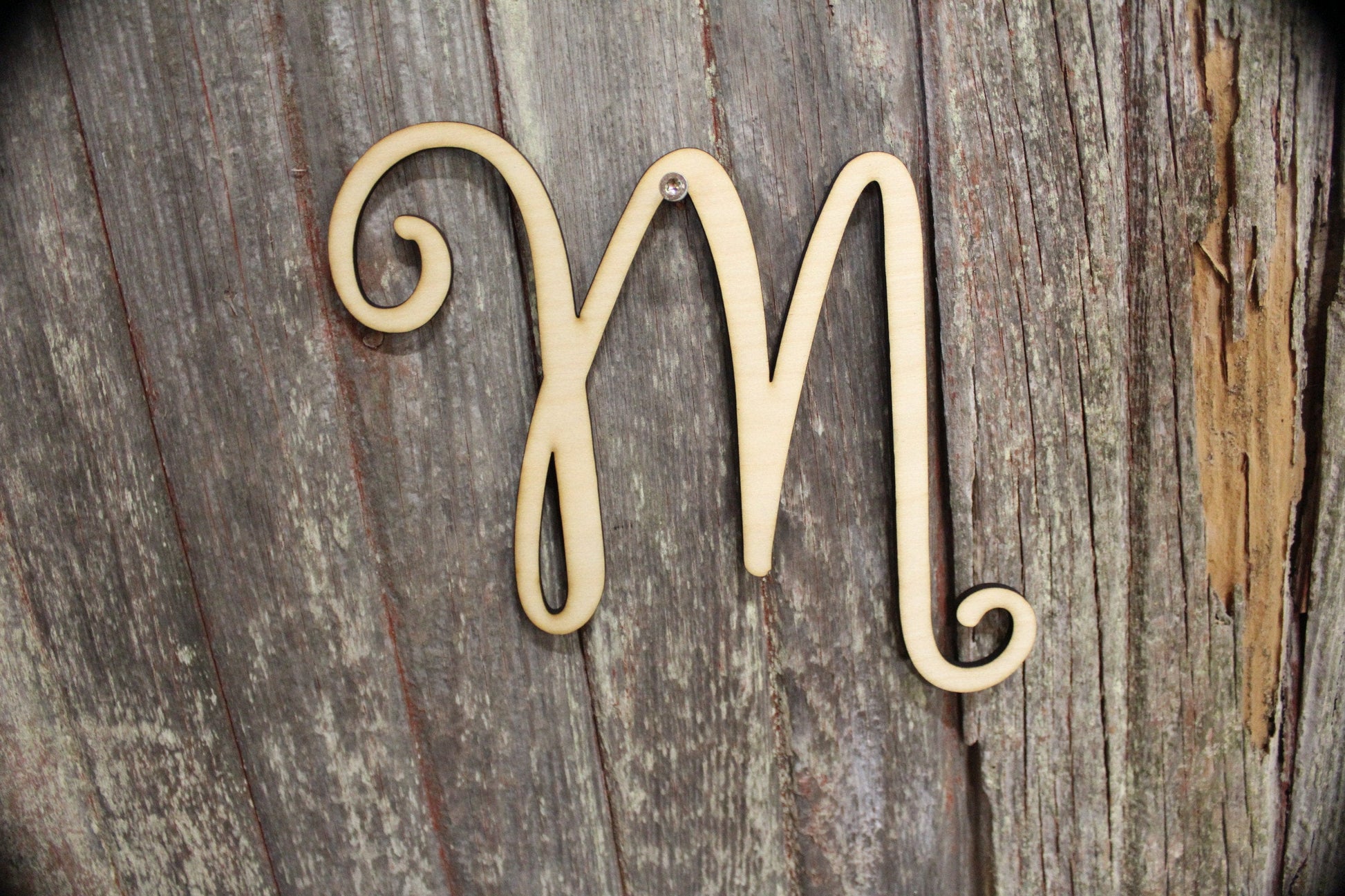 Wooden Monogram Alphabet Letters, Decorative Letter M (13 Inches
