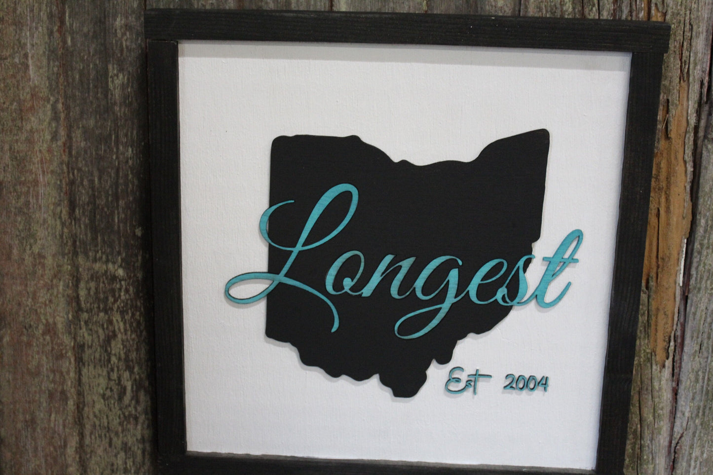 Custom State and Last Name Personalization Established Wood Sign 3D Raised Text Personalize Wedding New Home Gift Black Teal Travel Home