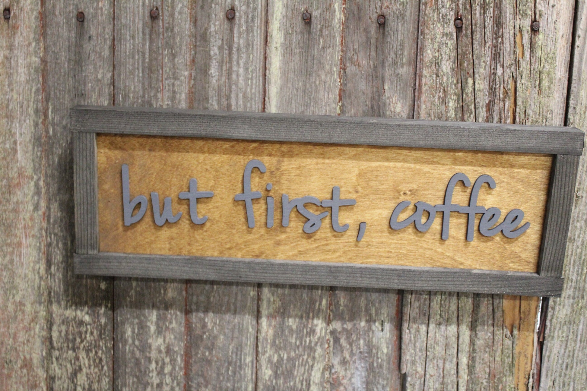 But First Coffee Wood Sign 3D Raised Text Coffee Bar Decoration Wall Art Wood Farmhouse Rustic Primitive Simple Wall Decoration Phrase