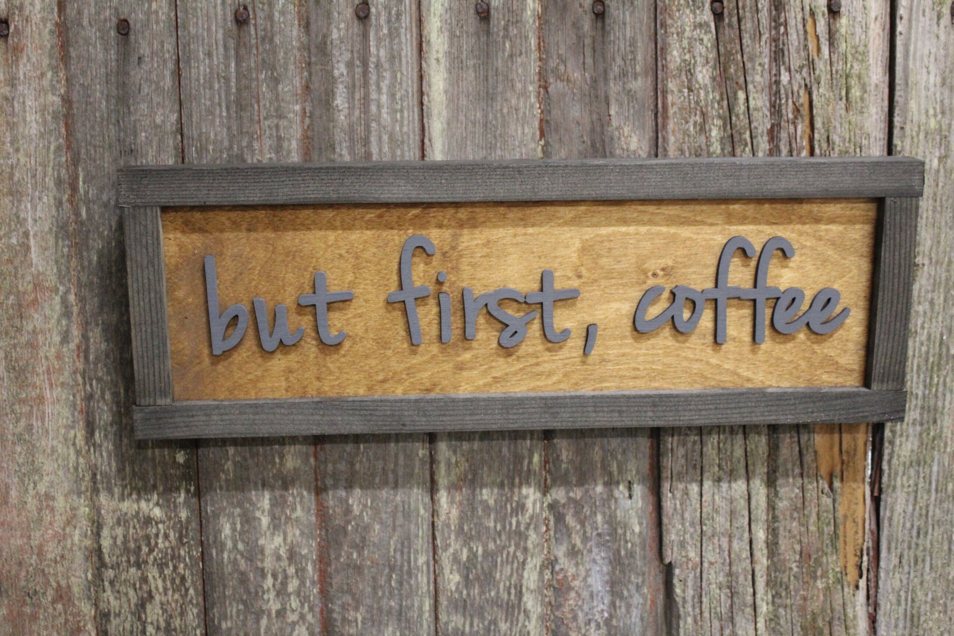 But First Coffee Wood Sign 3D Raised Text Coffee Bar Decoration Wall Art Wood Farmhouse Rustic Primitive Simple Wall Decoration Phrase