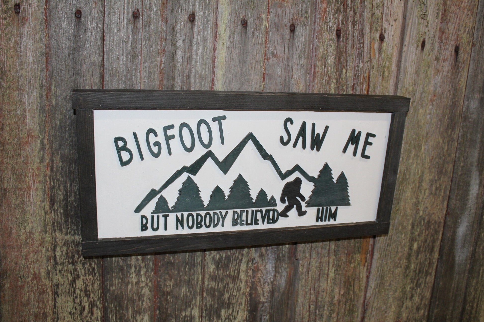 Bigfoot Saw Me But Nobody Believed Him Believer 3D Wood Sign Country Primitive Wall Hanging Decoration Mountains Joke Goofy Funny Rustic