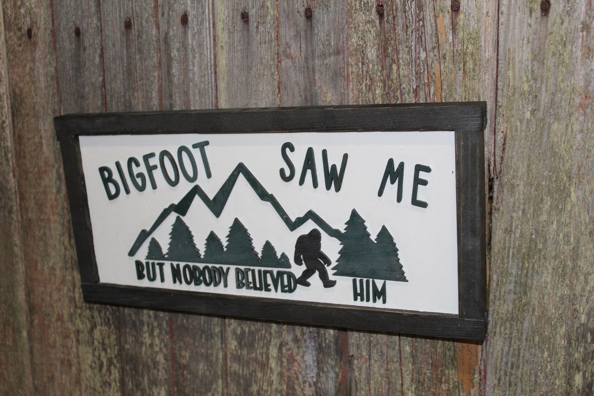 Bigfoot Saw Me But Nobody Believed Him Believer 3D Wood Sign Country Primitive Wall Hanging Decoration Mountains Joke Goofy Funny Rustic