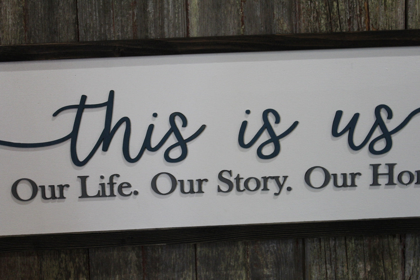 This is Us Our Life Our Story Our Home Large Family Sign Wood Fireplace Large Country Shabby Cottage Chic Farmhouse Blue and Gray Cabin