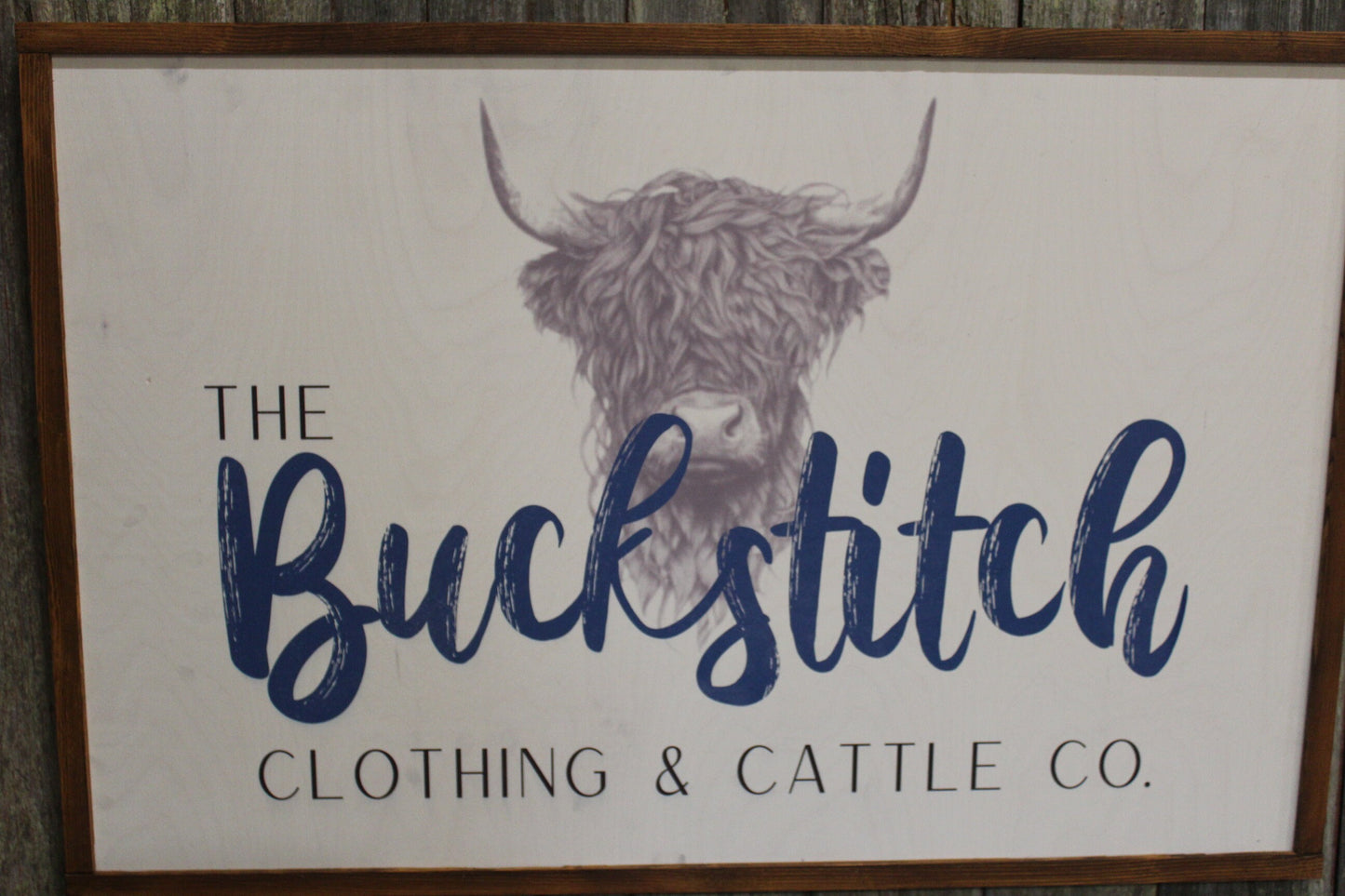 Highland Cow Custom Ranch Sign Logo Printed Over Sized Large Cow Cattle Your Business Logo Scottish Western Rustic Cabin Wood Decoration Art