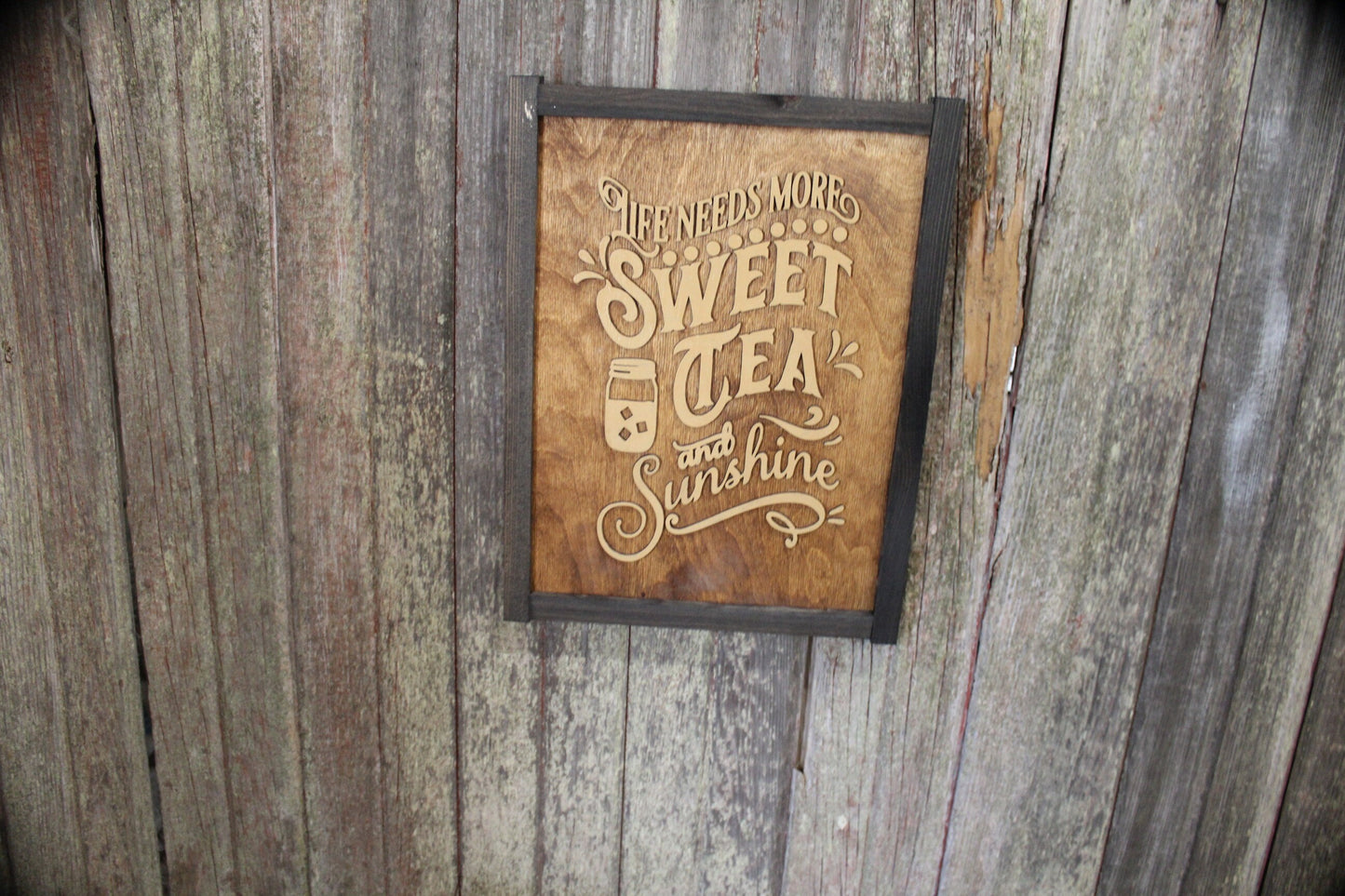 Sweet Tea Porch Sign Life Needs More Sunshine Porch Sitting Wood Sign 3D Raised Text Country Farmhouse Cabin Porch Decoration Relax