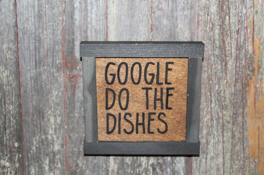 Google Do The Dishes Silly Wood Sign 3D Raised Text Goofy Joke Primitive Wall Decor Cabin Wall Hanging Art College Dorm Decor Housework