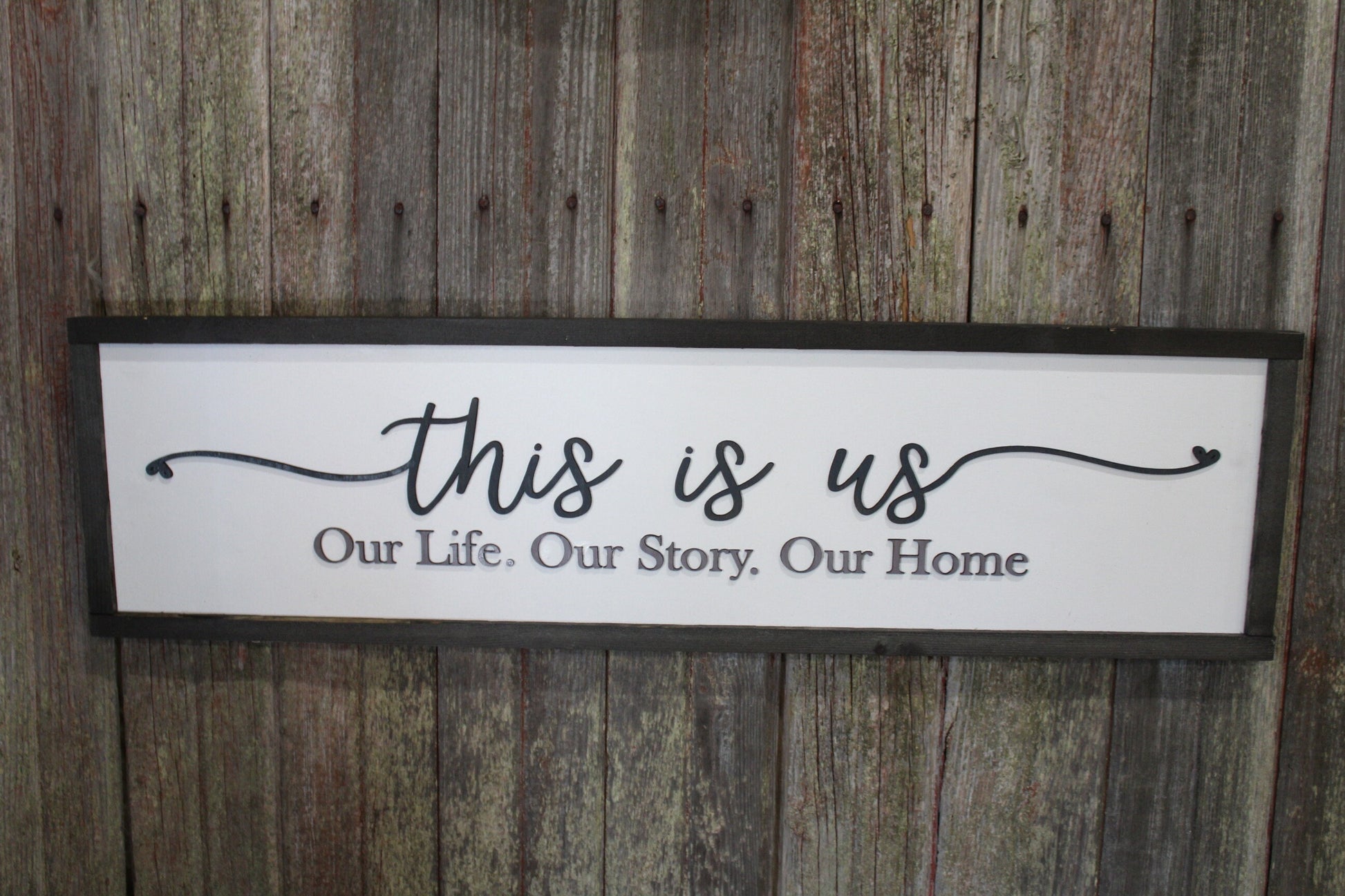 This is Us Our Life Our Story Our Home Large Family Sign Wood Fireplace Large Country Shabby Cottage Chic Farmhouse Lilac and Slate
