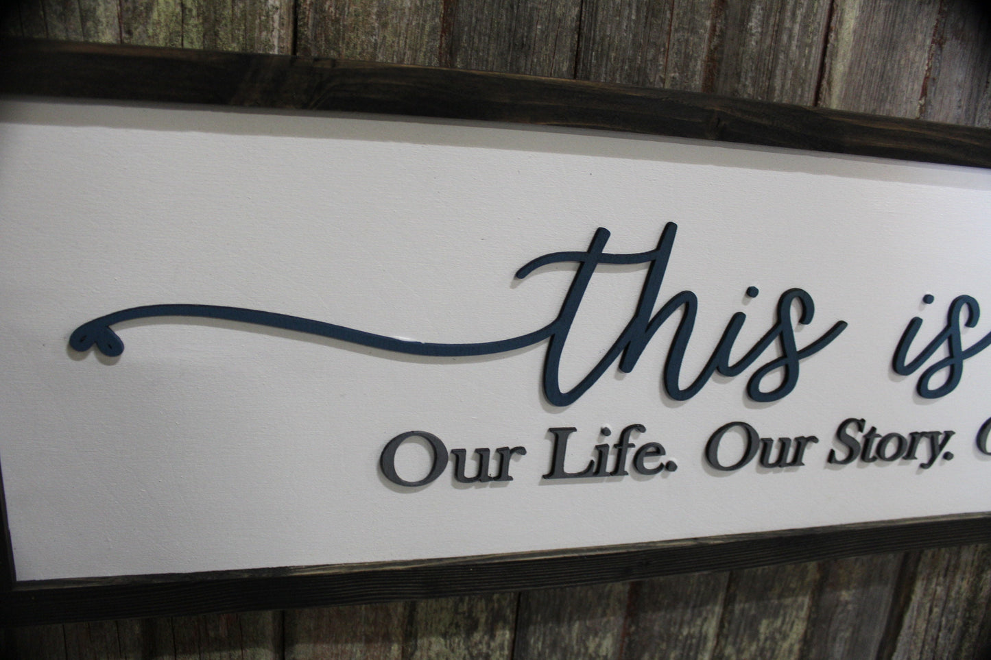 This is Us Our Life Our Story Our Home Large Family Sign Wood Fireplace Large Country Shabby Cottage Chic Farmhouse Blue and Gray Cabin