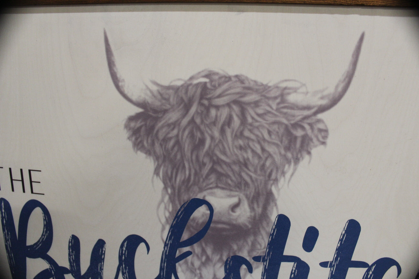 Highland Cow Custom Ranch Sign Logo Printed Over Sized Large Cow Cattle Your Business Logo Scottish Western Rustic Cabin Wood Decoration Art