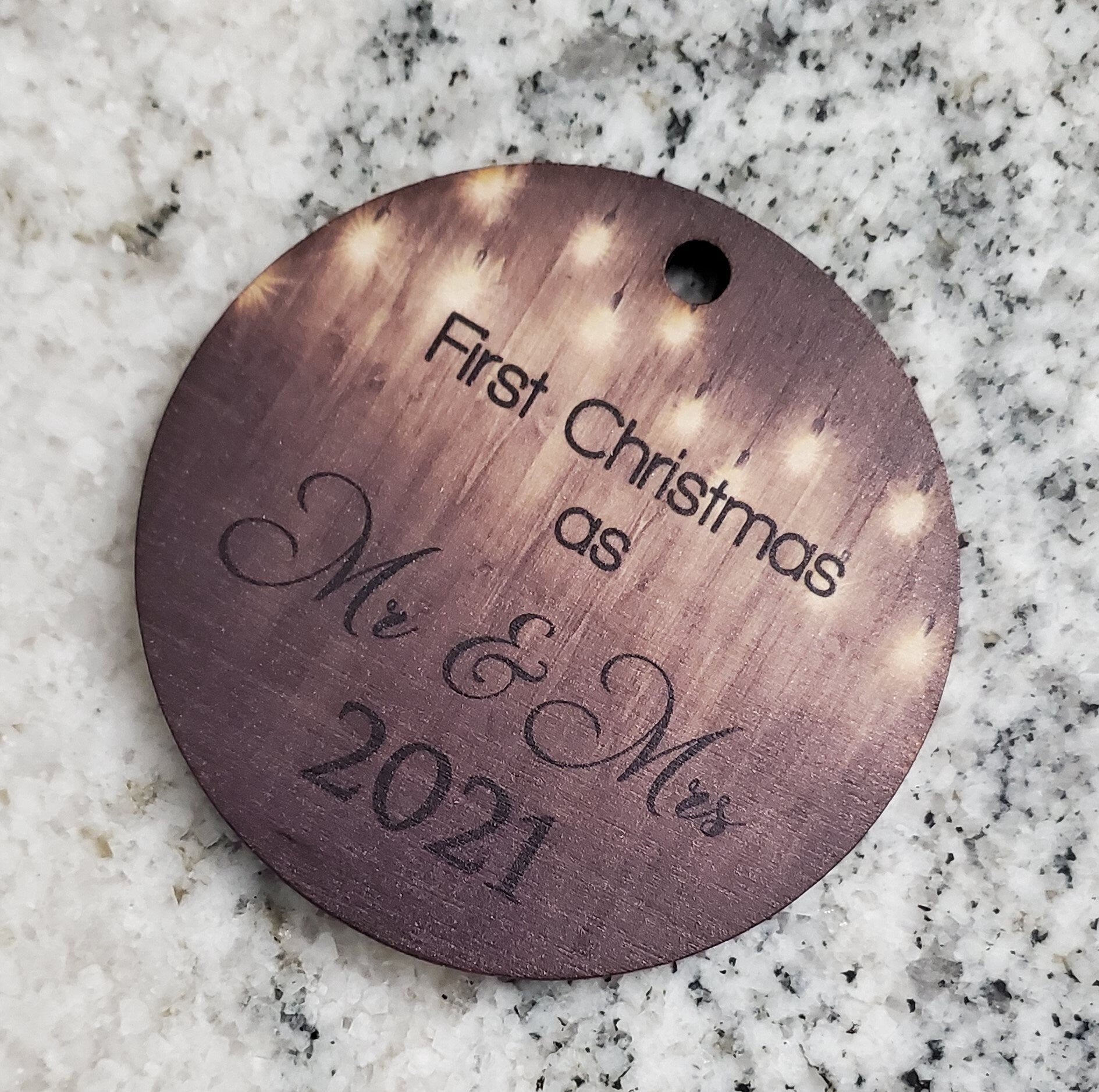 Our First Christmas Mr and Mrs First Christmas Wood 2021 Slice Light Bulb Background Primitive Christmas Ornament Rustic Christmas Tree