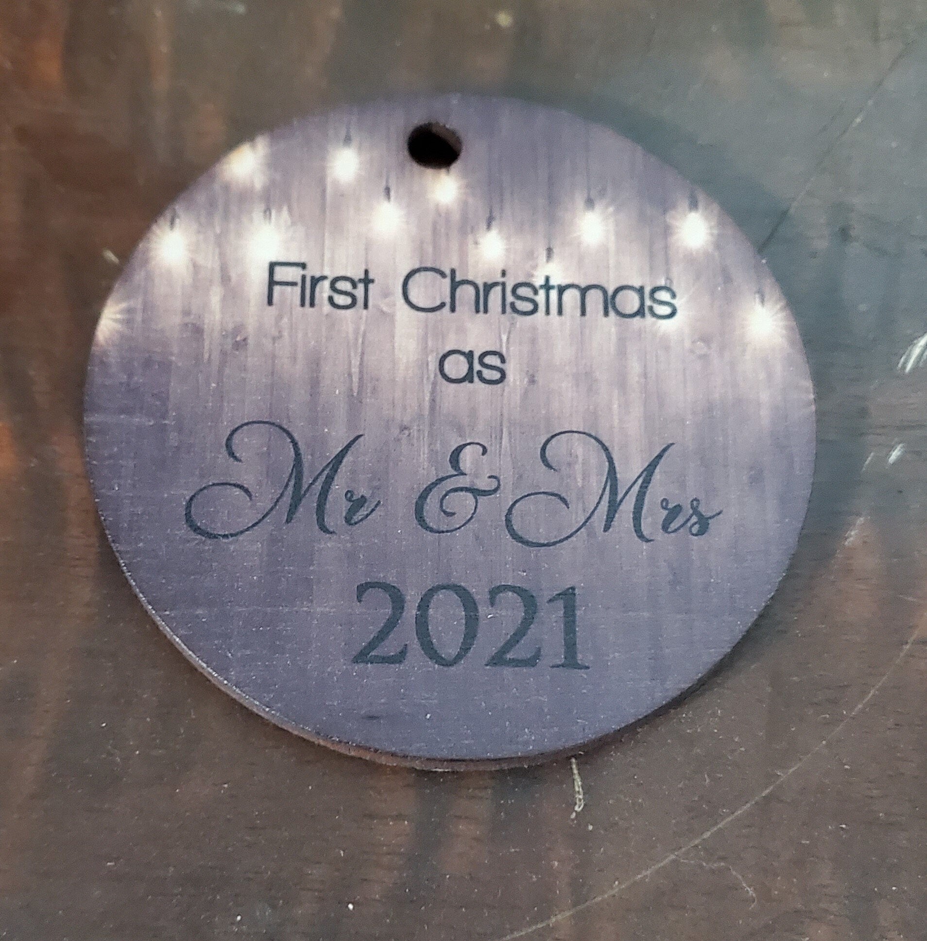 Our First Christmas Mr and Mrs First Christmas Wood 2021 Slice Light Bulb Background Primitive Christmas Ornament Rustic Christmas Tree