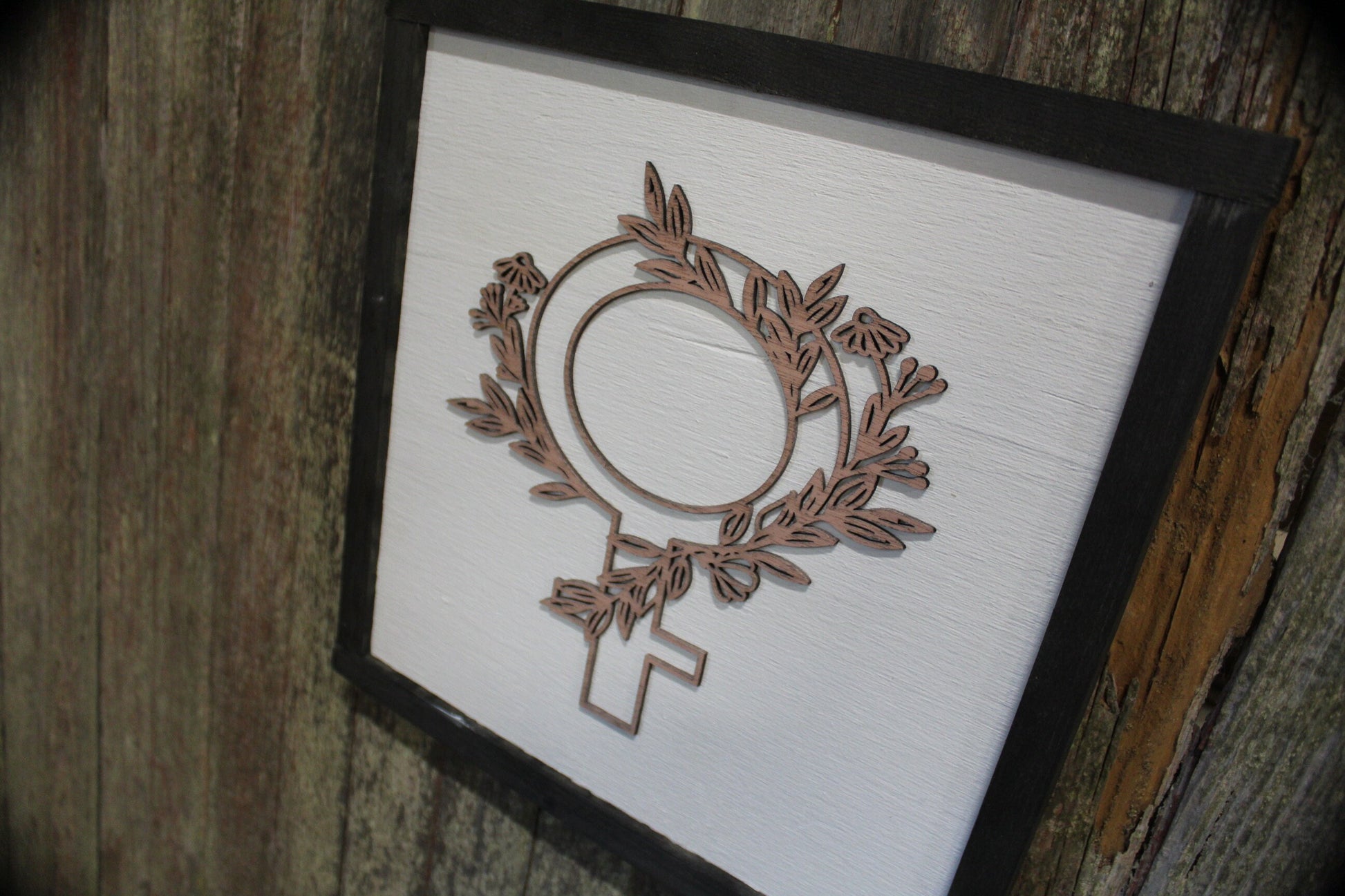 Women Sign Feminist Sign Lady Feminine Wood Sign 3D Raised Text Flowers Floral Graphic Image Organic Natural Salon Fashion Decor Rustic
