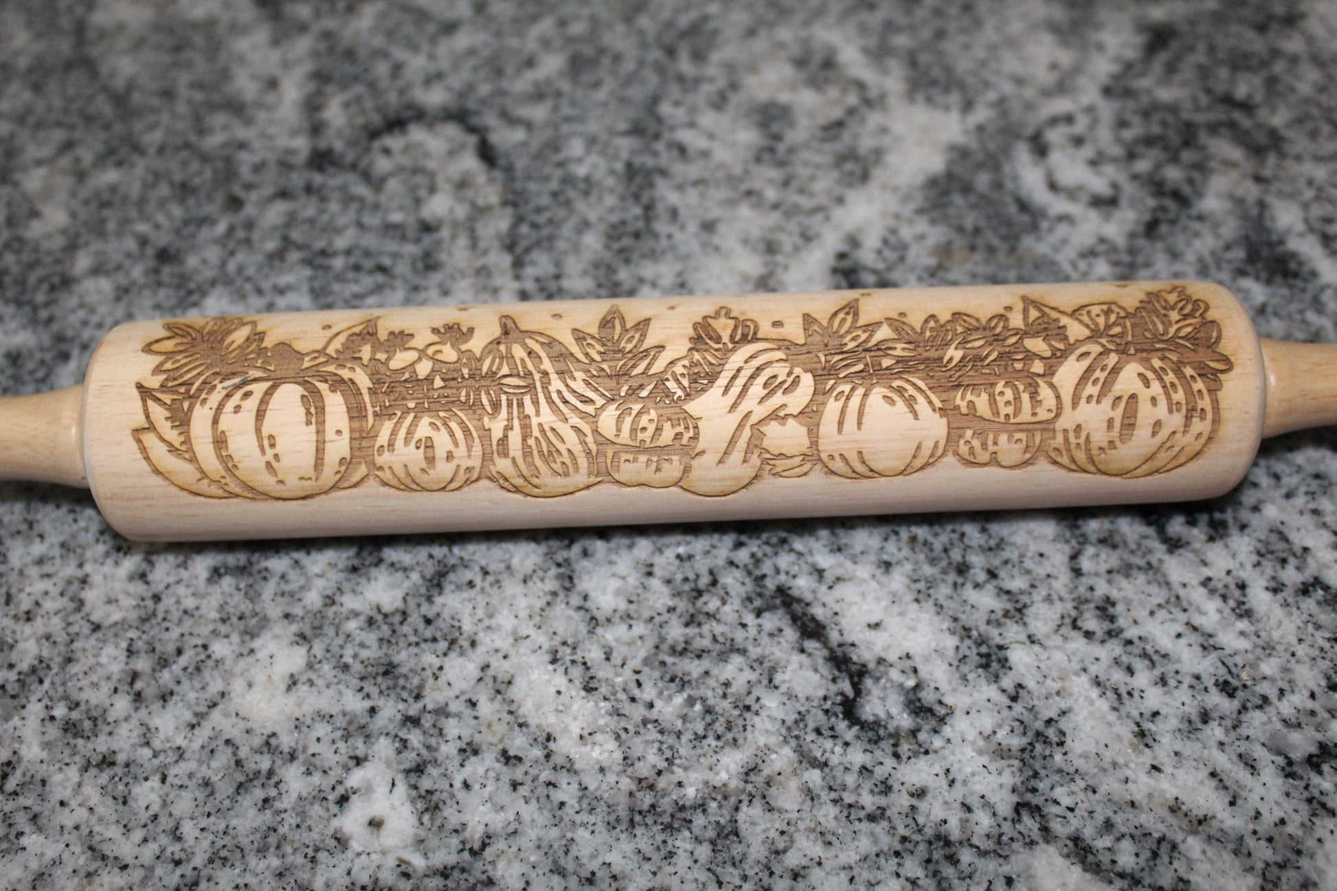 Pumpkin Fall Gourd Halloween Rolling Pin Texture Embossed Engraved Wooden Cookie Stamp Laser Pottery Clay Stamp Embossing Roller Art