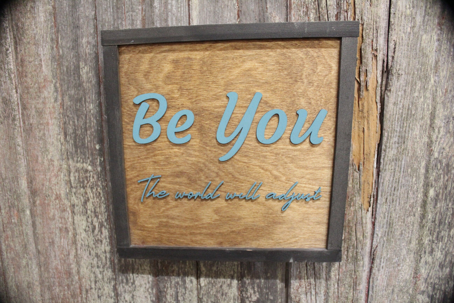 Dorm Room Art Be You The World Will Adjust 3D Raised Text Script Wood Country Primitive Wall Hanging Decoration Gift Motivational Phrase