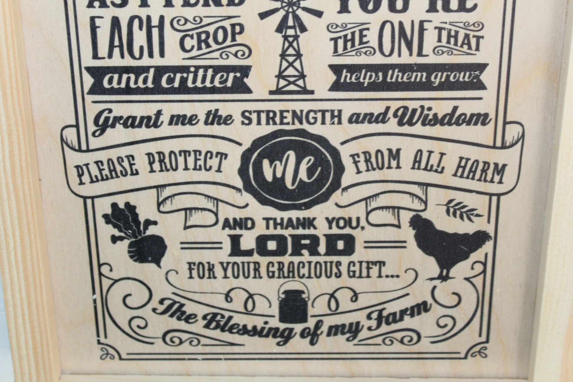 Farmer Gift The Farmers Prayer Wood Sign Farm Barn Chicken Hanging Bless this Land Crop Critter Strength Wisdom Blessings Decoration Rustic