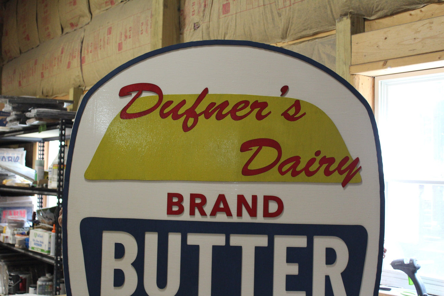 Dairy Farm Wood Sign Butter Your Custom Logo 3D Raised Text Business Sign Actual Logo Over Sized Large Entry Entrance Sign Small Business