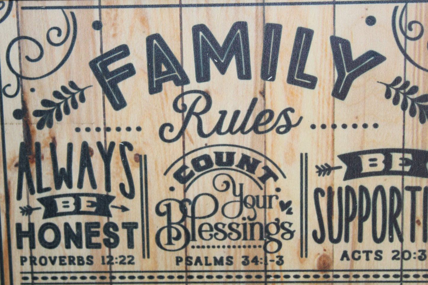 Family Rules List Wood Sign Honest Blessings Supportive Wall Hanging Decoration Standards Principles Farmhouse Rustic Code Print