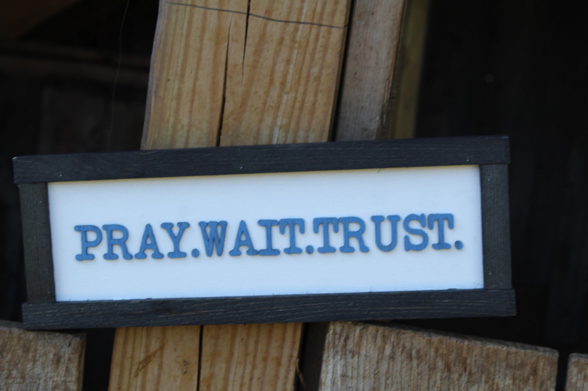 Pray Wait Trust Encouraging Wood Sign Raised Text Religious Inspire Wall Hanging Uplift Motivate Decoration Gift Love Patience