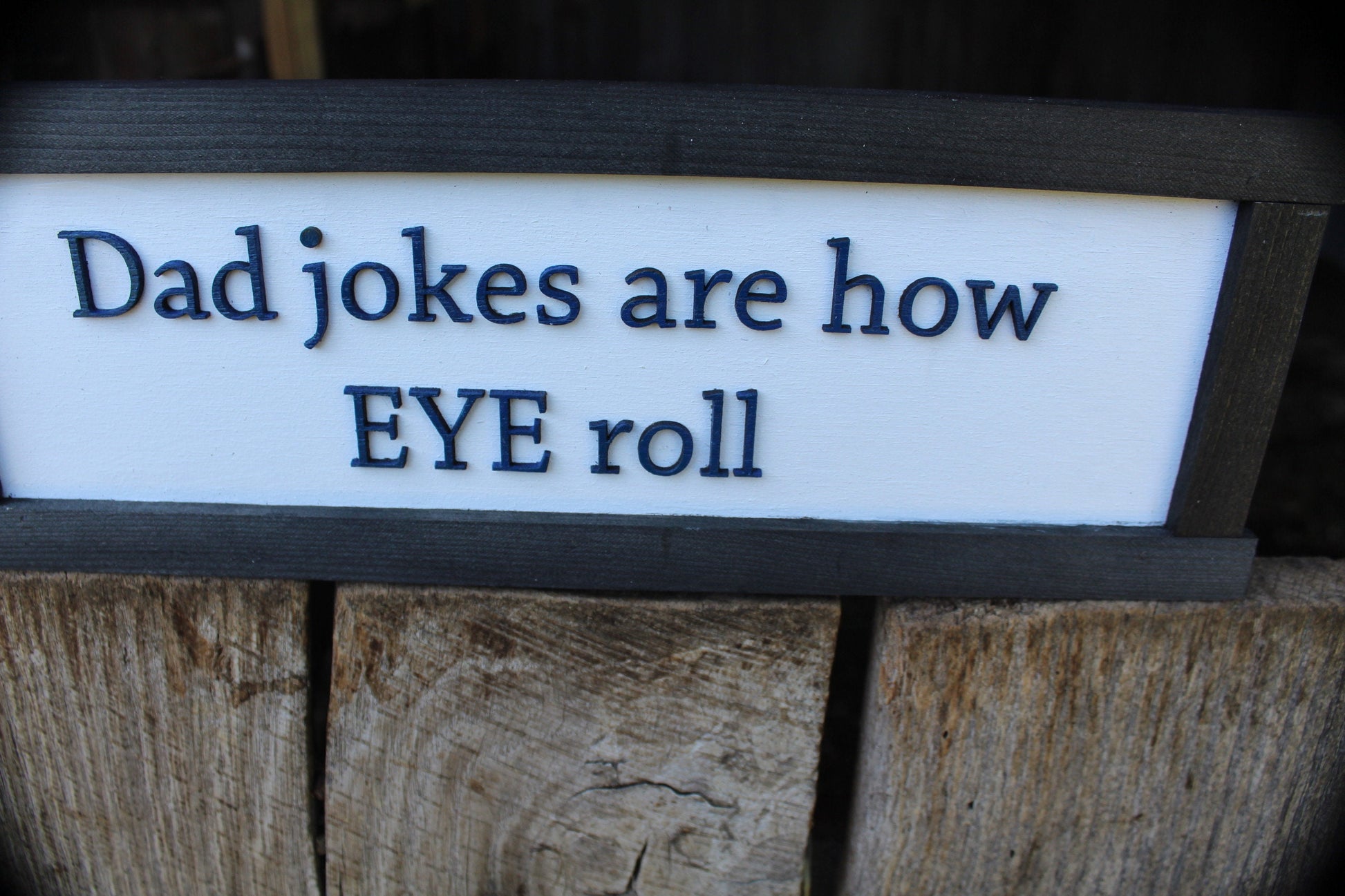 Dad Jokes Are How Eye I Row Silly Fathers Day Gift Pun Wood Sign Text Wall Hanging Decoration Rustic Gift Decor Sarcastic Comedy Gag Gift