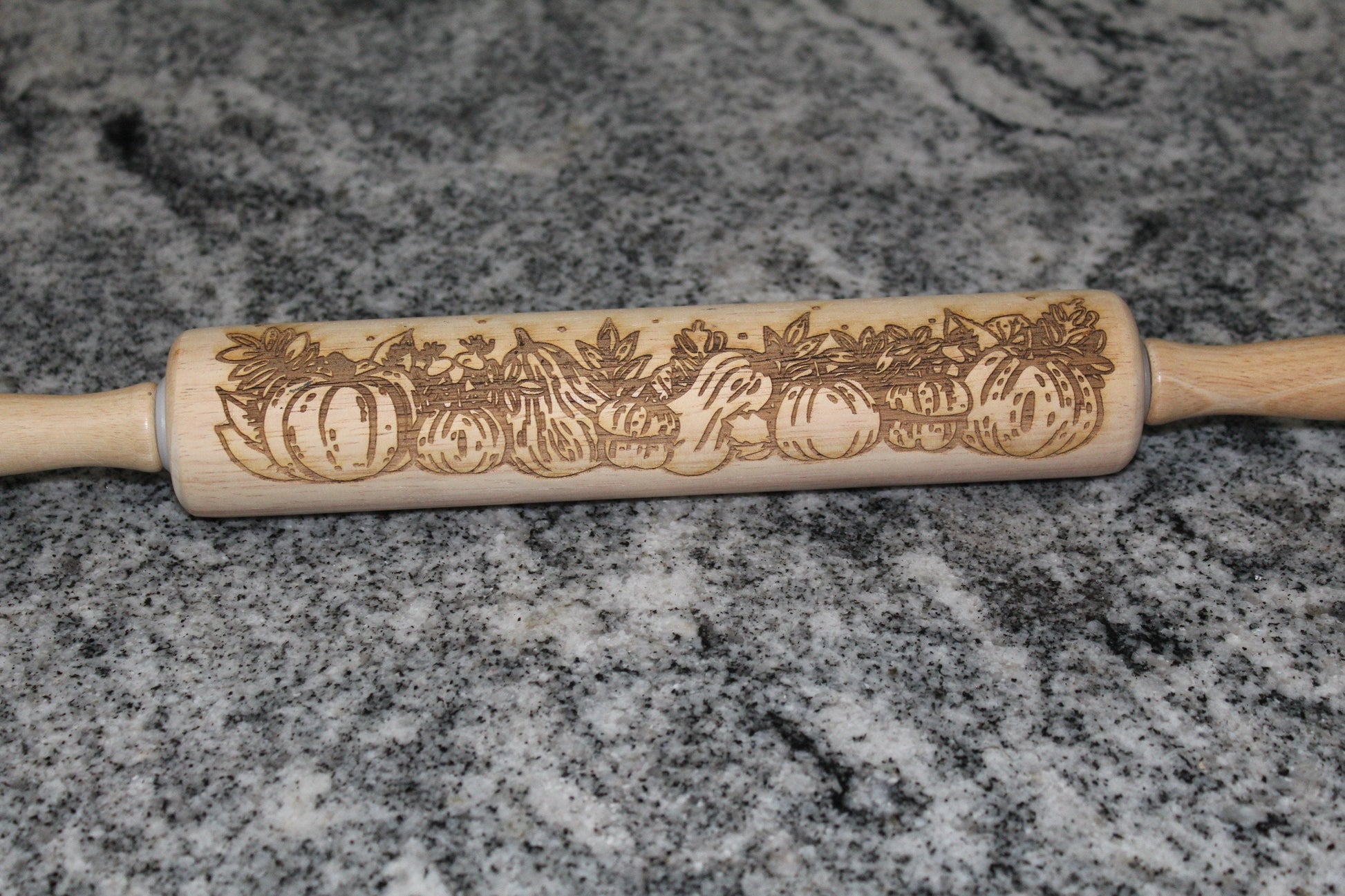Pumpkin Fall Gourd Halloween Rolling Pin Texture Embossed Engraved Wooden Cookie Stamp Laser Pottery Clay Stamp Embossing Roller Art