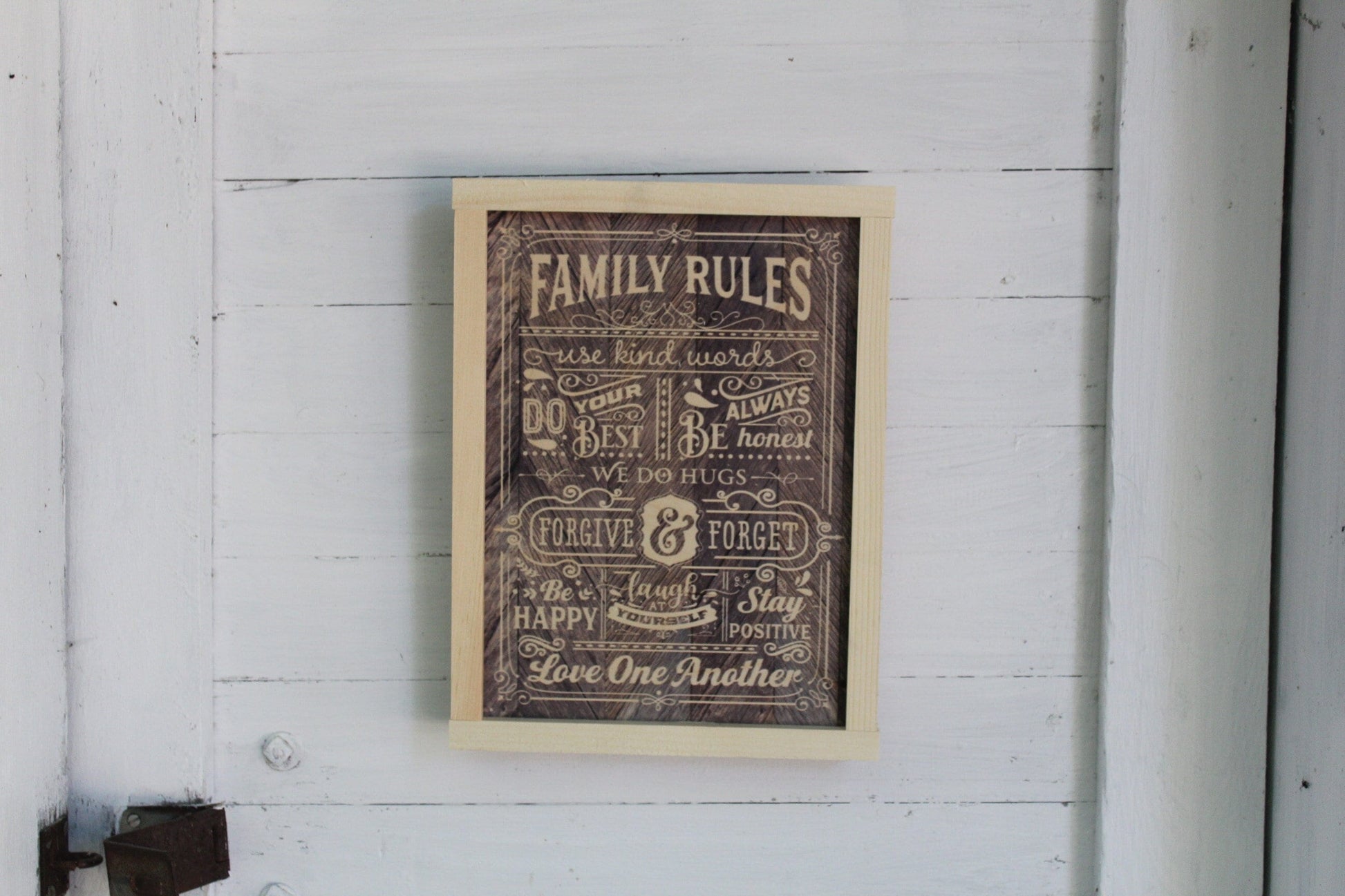 Family Rules Wood Sign Primitive Do Your Best Forgive Forget Love One Another Wall Hanging Decoration Decor Rustic Happy Positive