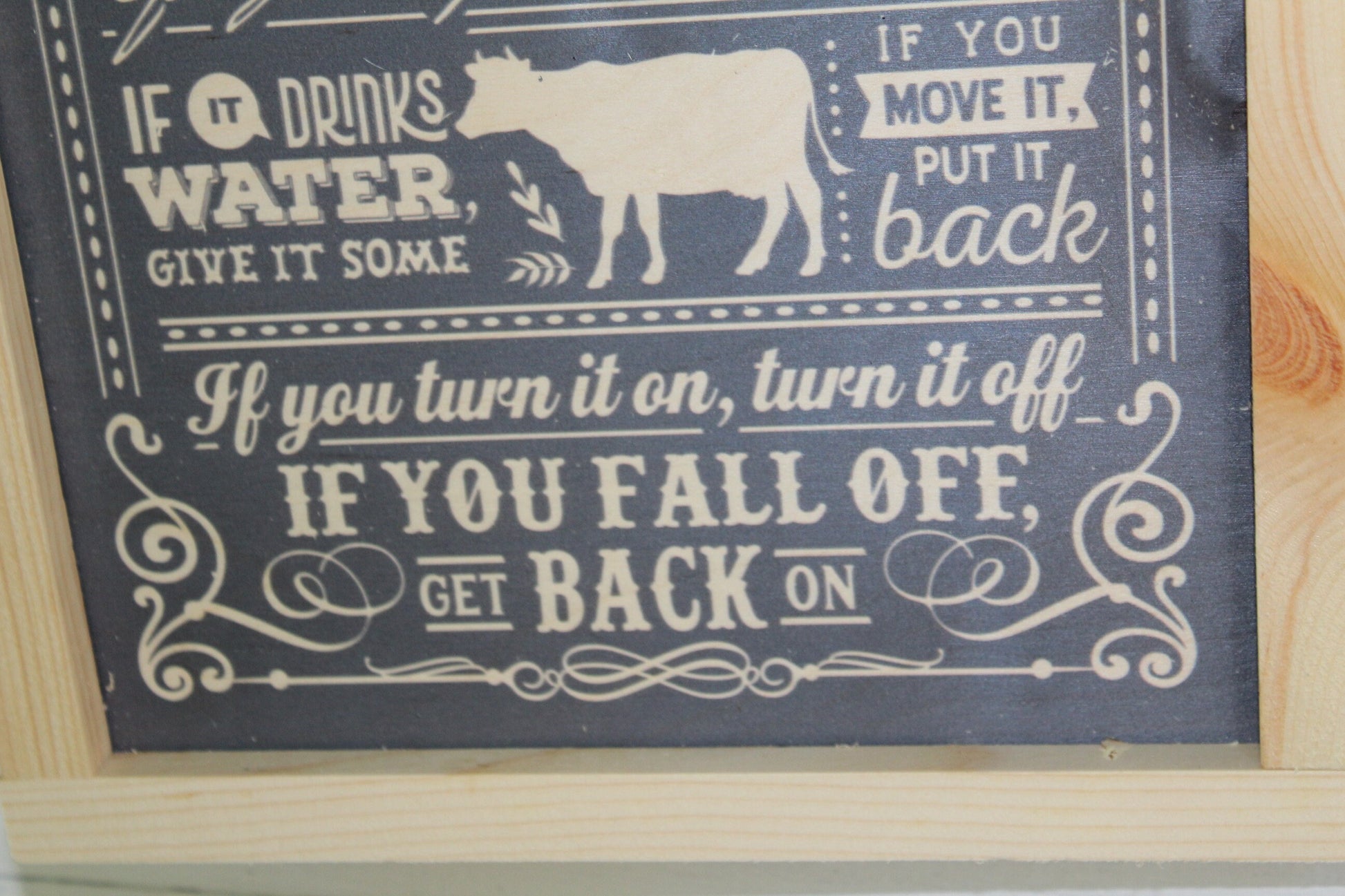 Barn Rules Wood Sign If You Ride It Feed It Rustic Wall Hanging Fall Off Get Back On Cow Farm Life Decoration Hard Work Gift Farmer Western