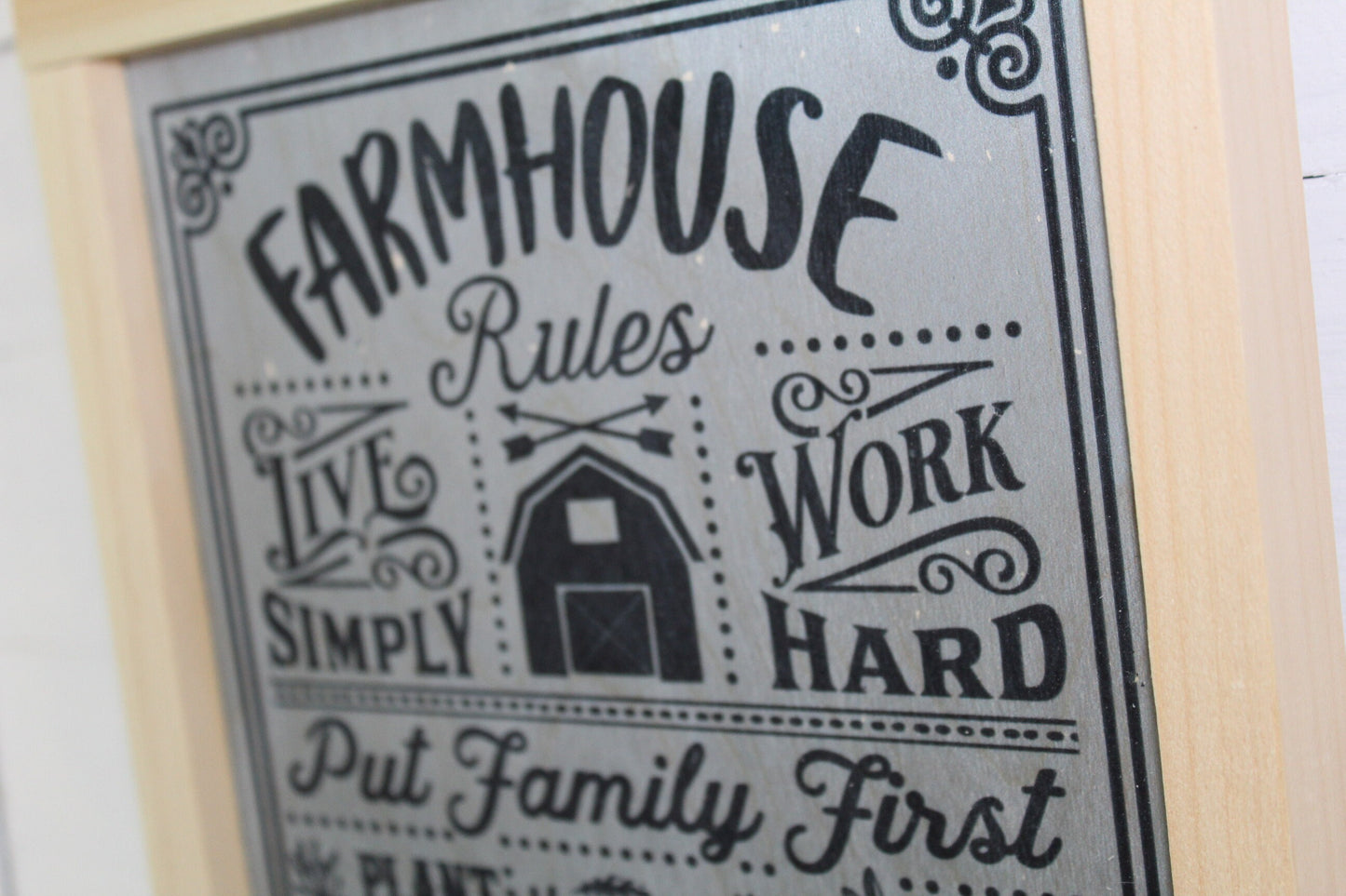 Farmhouse Rules List Wood Sign Farmer Farm Barn Plant Harvest Cow Wall Hanging Simply Work Hard Decoration Standard Principles Rustic Code