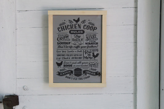 Chicken Coop Rules List Wood Sign Wall Hanging Simply Work Hard Decoration Standard Principles Rustic Code Eggs Crow Rooster Rise and Shine