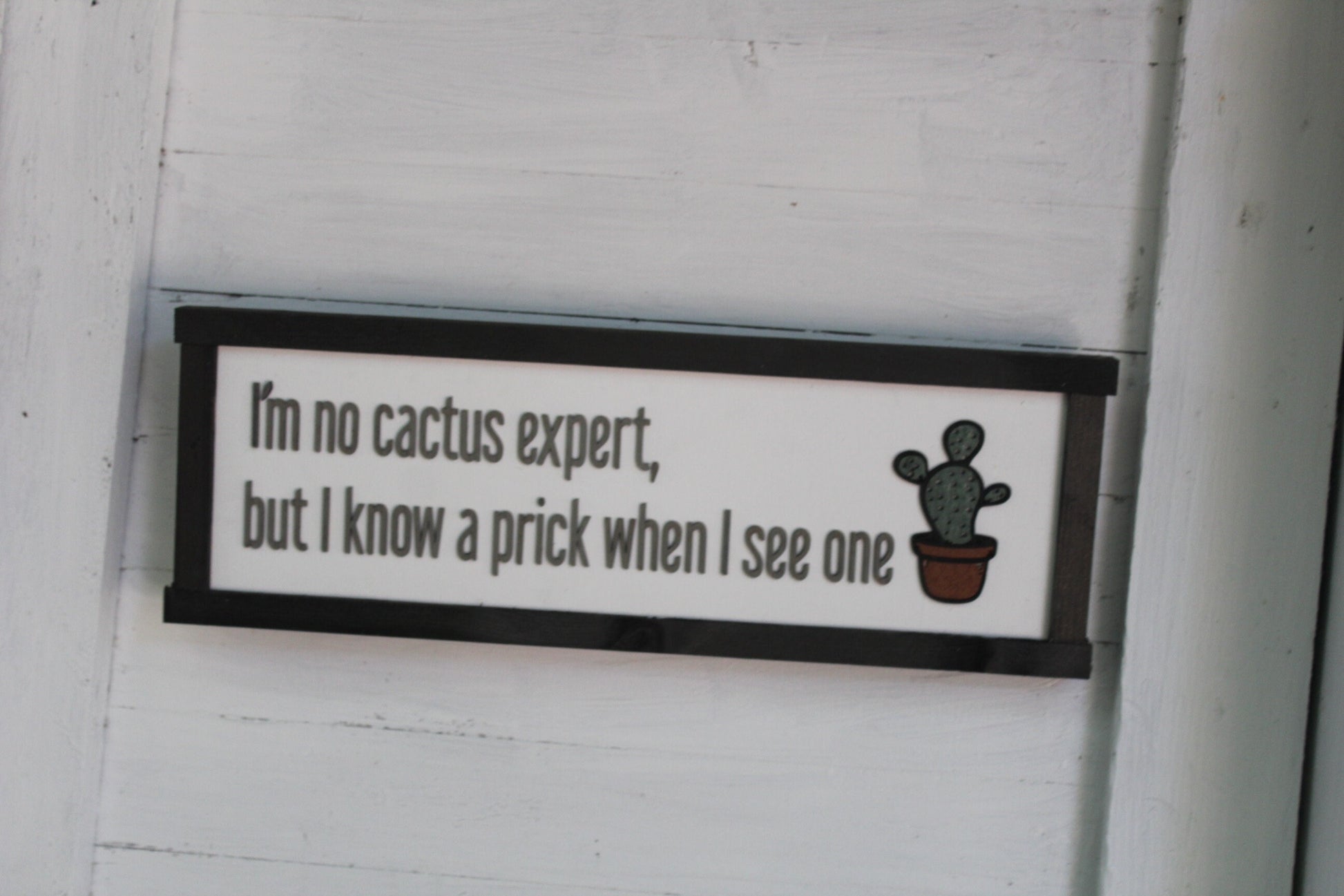 Cactus Expert Sign Plant Botanical Plant Snarky I Know a Prick Joke Decoration Art Wood Farmhouse Rustic Planter Lover Gag Snide Sarcastic