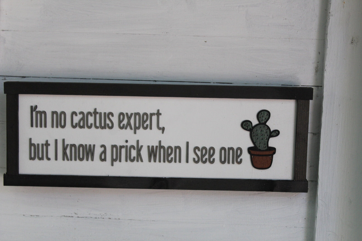 Cactus Expert Sign Plant Botanical Plant Snarky I Know a Prick Joke Decoration Art Wood Farmhouse Rustic Planter Lover Gag Snide Sarcastic