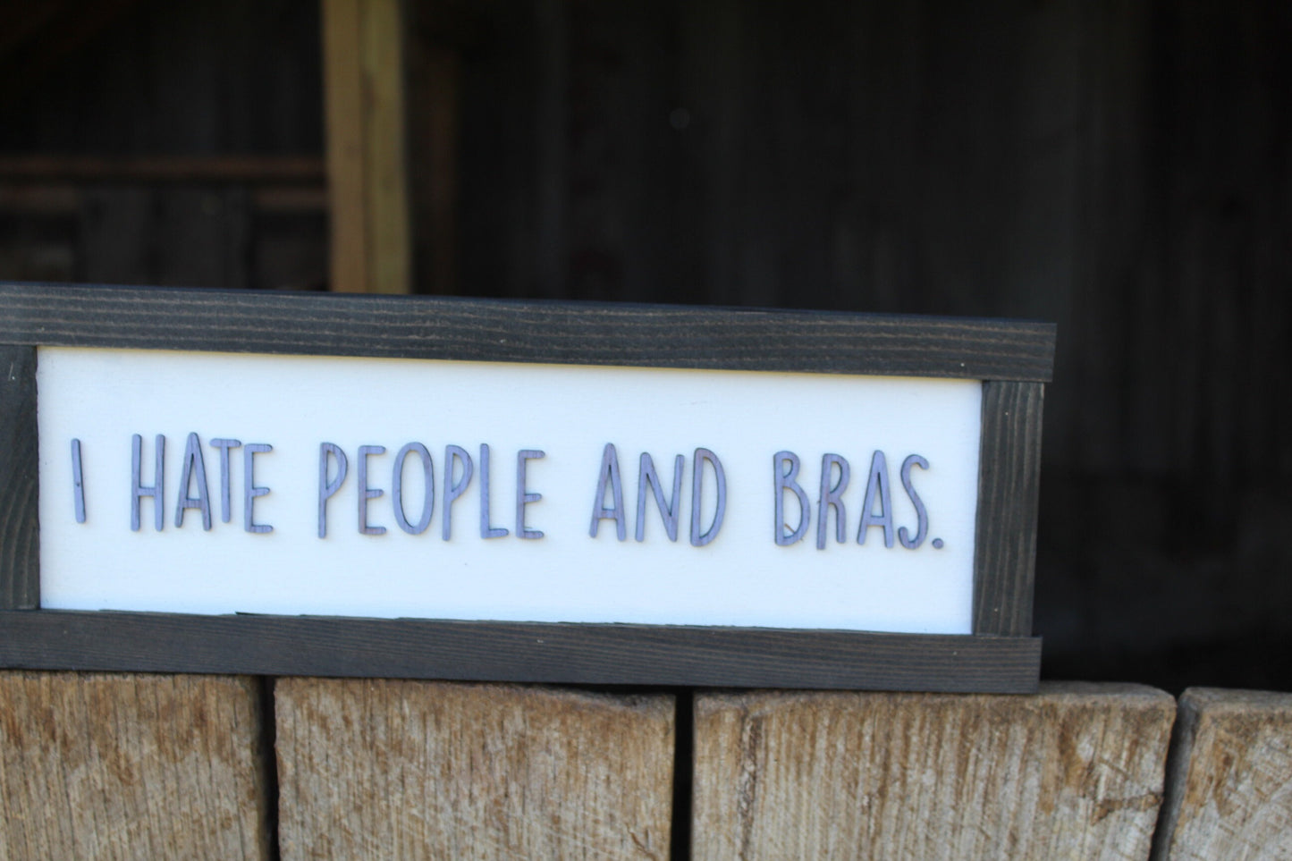 I Hate People And Bras Wood Sign Raised Text Wall Hanging Decoration Rustic Gift Decor Introvert Loner Solitary Sarcastic Comfy Clothes