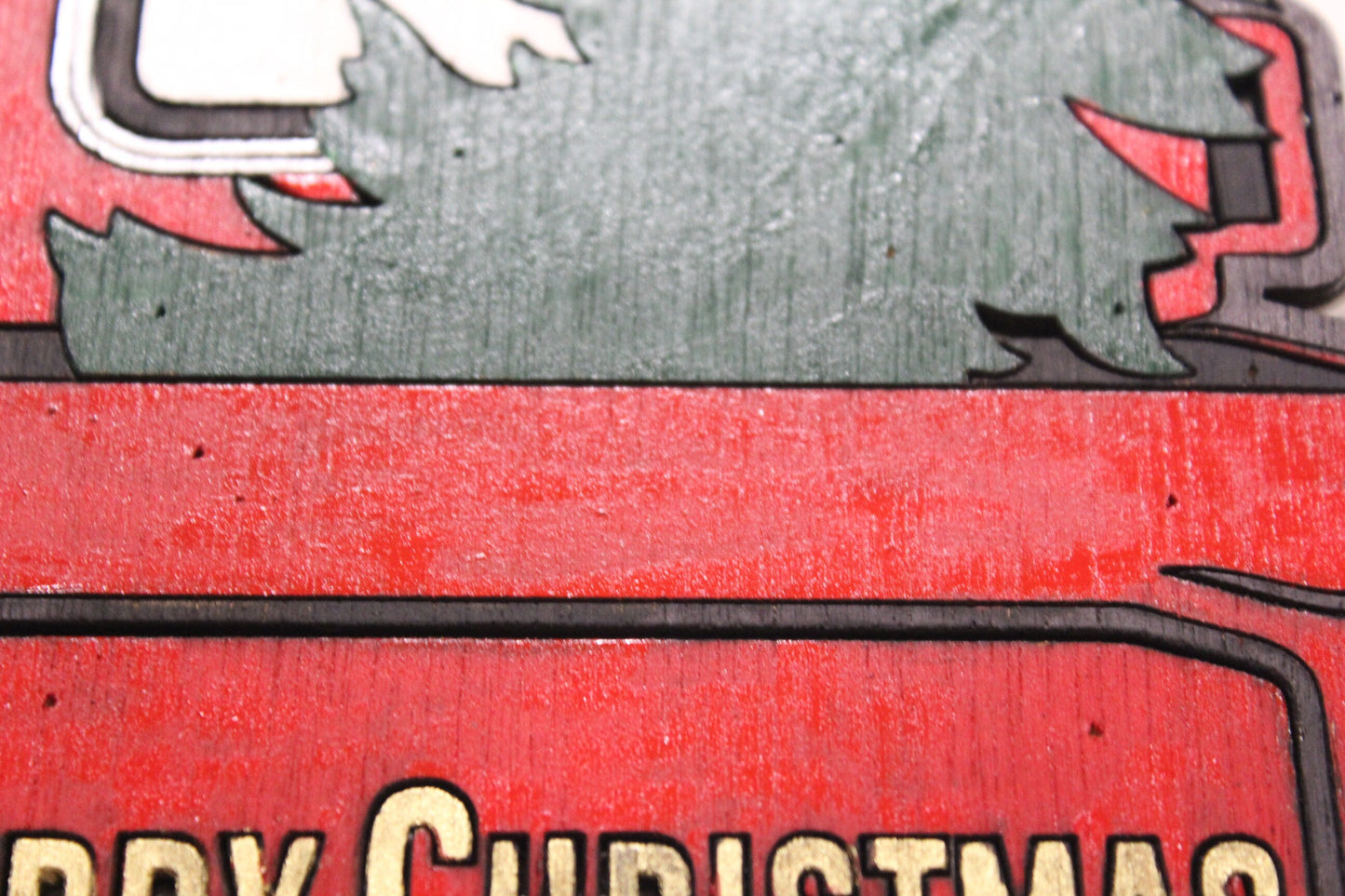 Red Truck Wood Sign Merry Christmas Hauling Christmas Tree 3D Raised Décor Decoration Wall Art Farmhouse Rustic Handmade